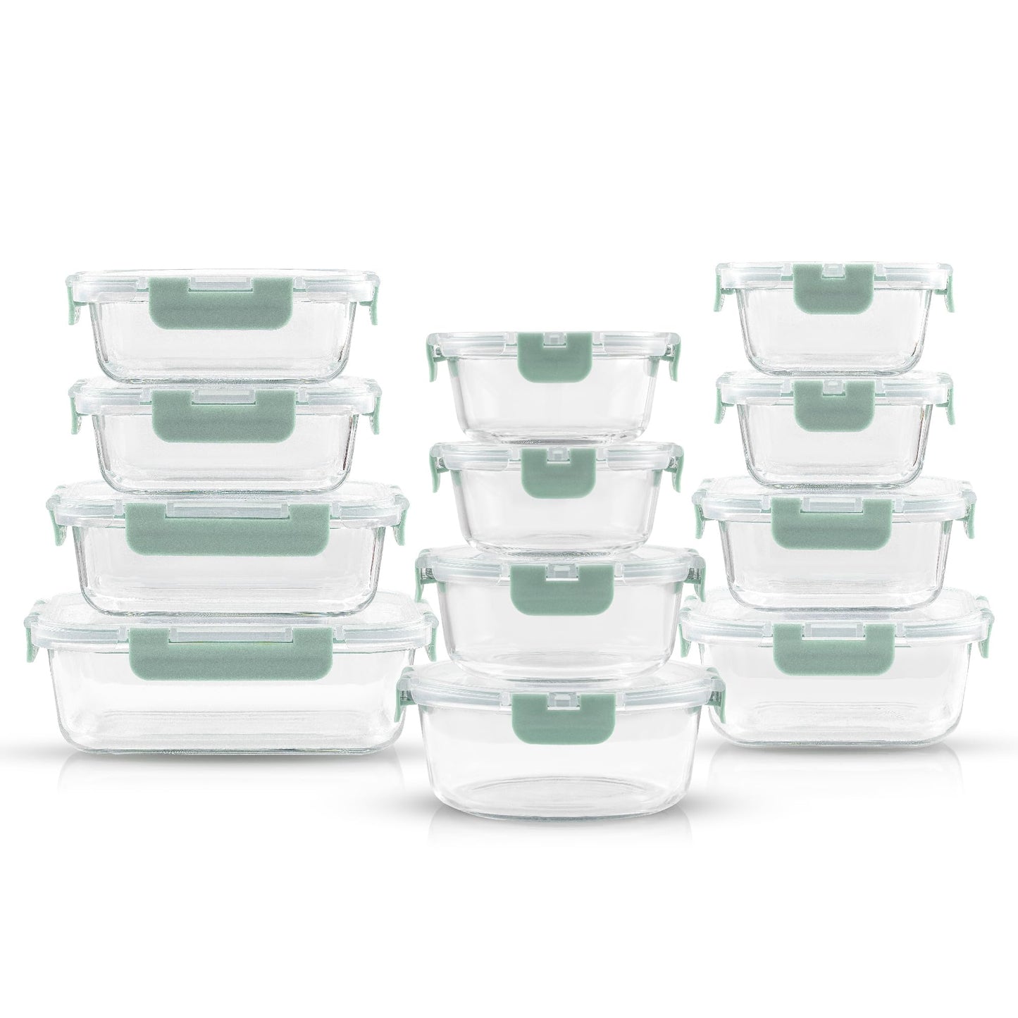 JoyJolt 24pc Borosilicate Glass Storage Containers with Lids | 12 Airtight/Freezer Safe Food Storage Containers for Pantry and Kitchen | Meal Prep Container for Lunch | Glass meal Set