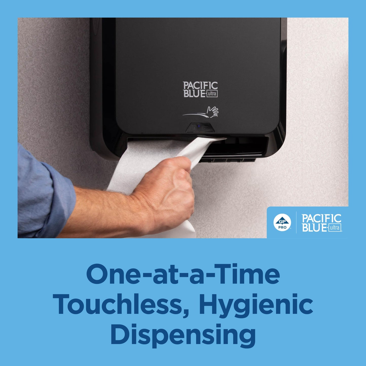 Pacific Blue Ultra 8" High-Capacity Mechanical Paper Towel Dispenser by GP PRO (Georgia-Pacific), Black, 59589, 12.9" W x 9" D x 16" H, 1 Dispenser
