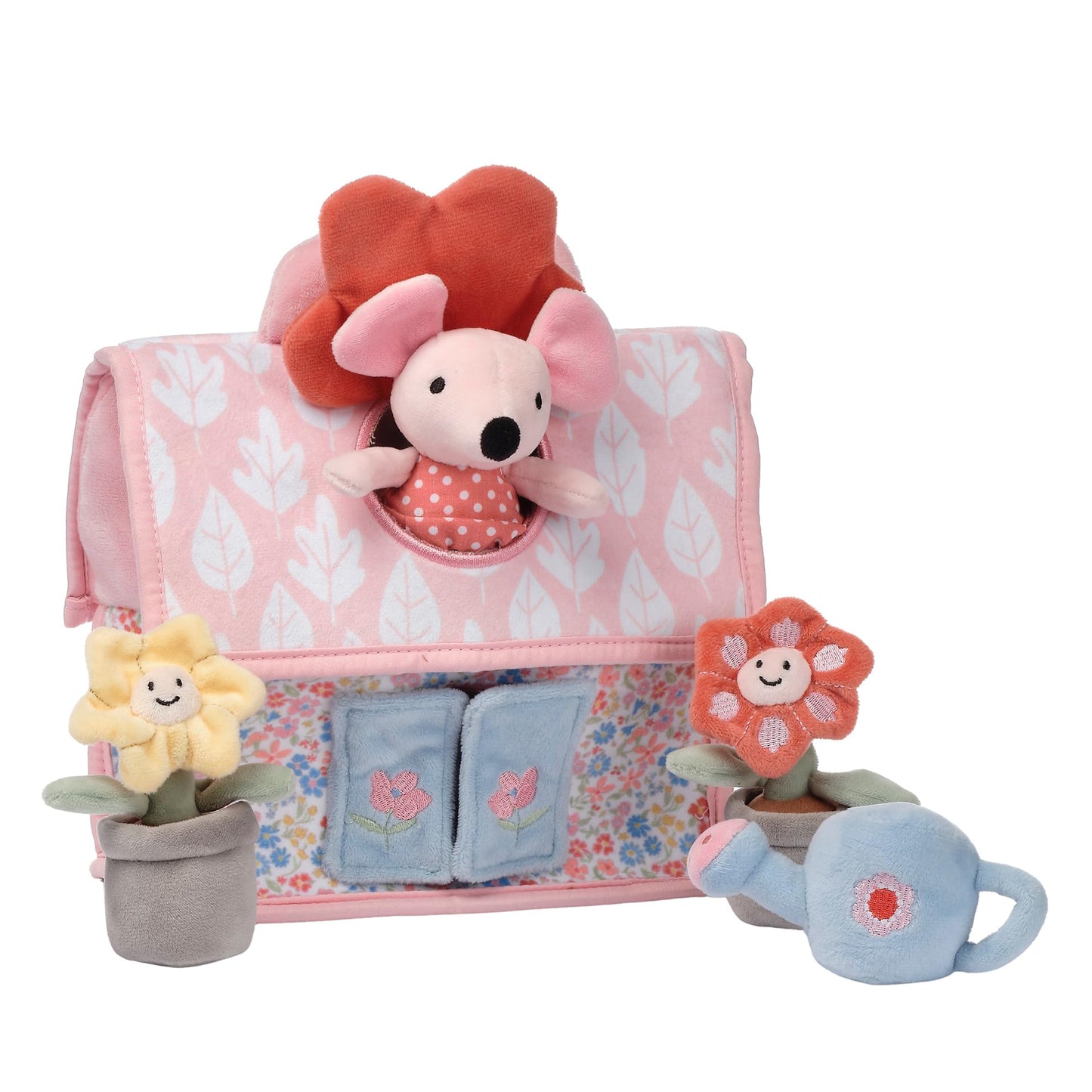 Lambs & Ivy Floral Cottage 5pc Interactive Flowers & Mouse Plush Play Set Toy
