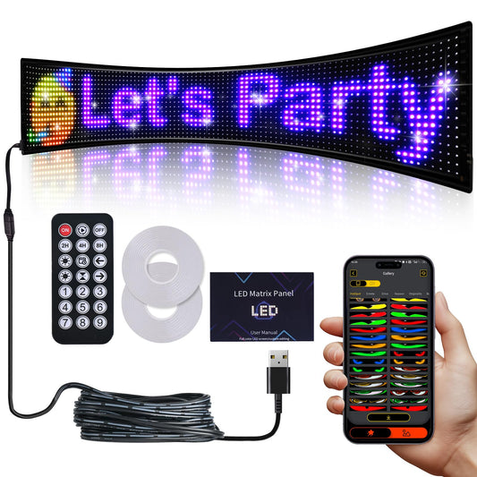 36.2"x7.6" Large Bright LED Sign, Programmable LED Scrolling Sign, Custom Flexible LED Store Sign with App Control DIY Text Pattern Animation, LED Digital Sign for Store Window Advertising Hotel