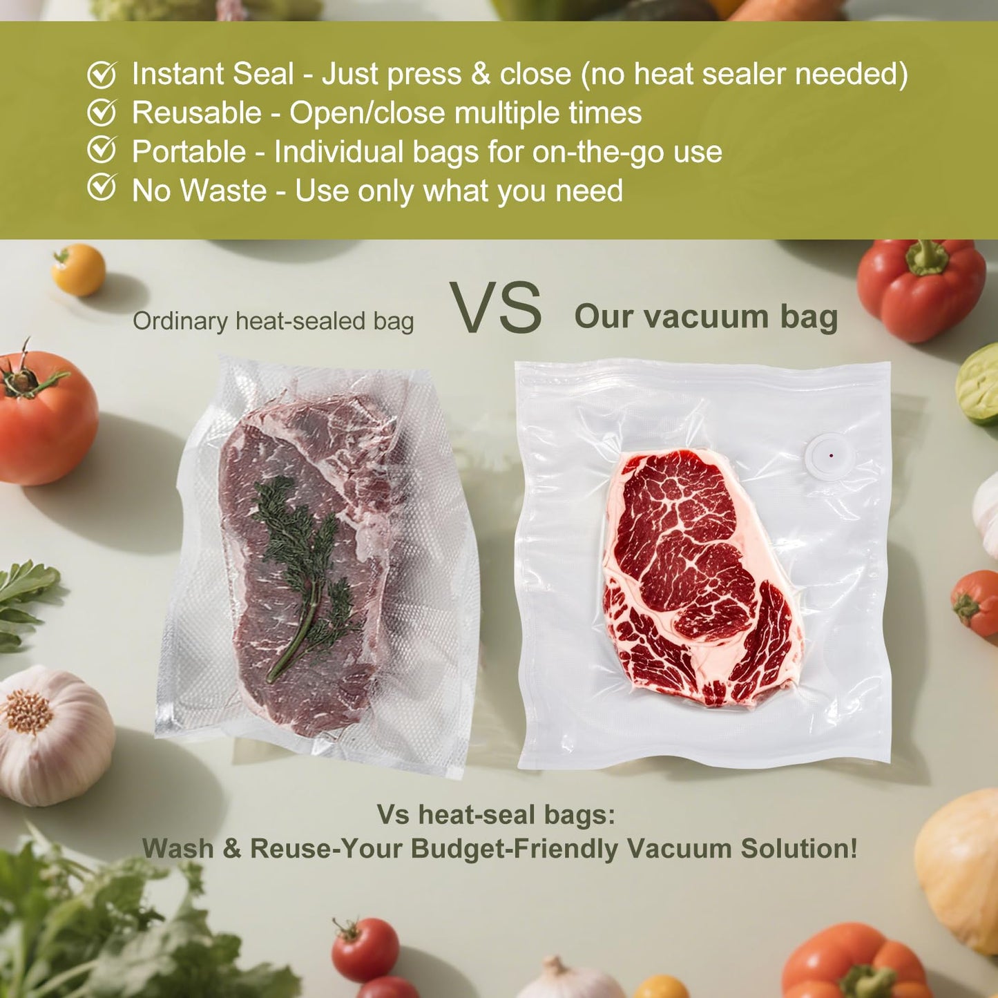Vacuum Sealer Bags Large Size 10 x 11 Inch 30 Bags, Food Storage, BPA Free, Food Saver, Meal Prep,Sous Vide, Heavy Duty, Airtight
