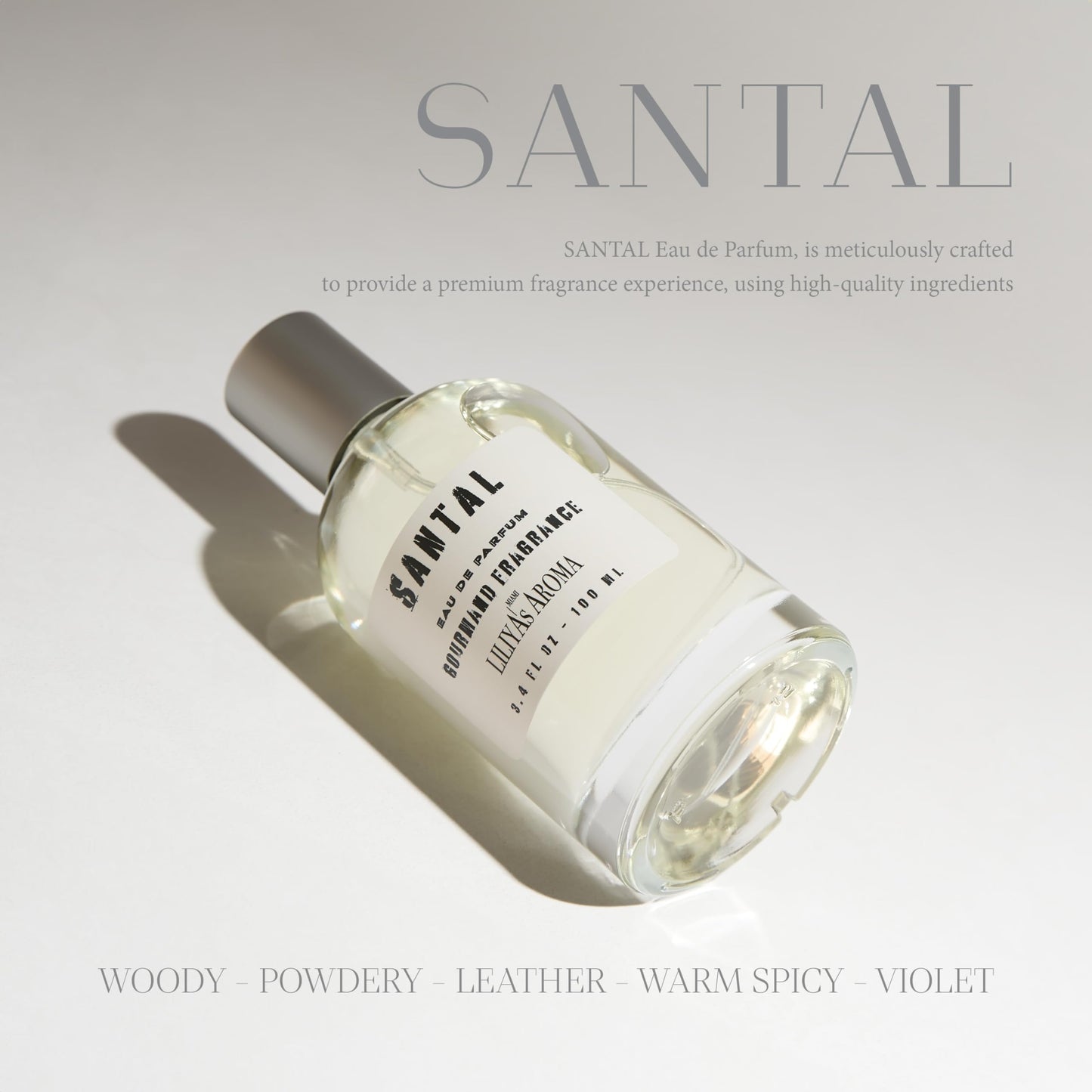 Liliya’s Aroma SANTAL Eau de Parfum, Fragrance for Women and Men, VEGAN 3.4 Fl Oz