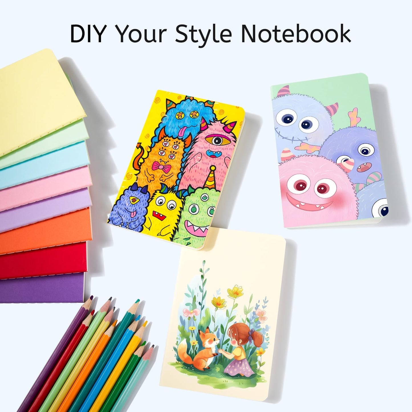 Oucaru 80 Pack Small Pocket Notebook, Mini Blank Notebook 3.5 x 5.5 Inches, Small Journals Notepad for Kids Students Office School Supplies, 12 Rianbow Color, 30 Sheets/60 Pages