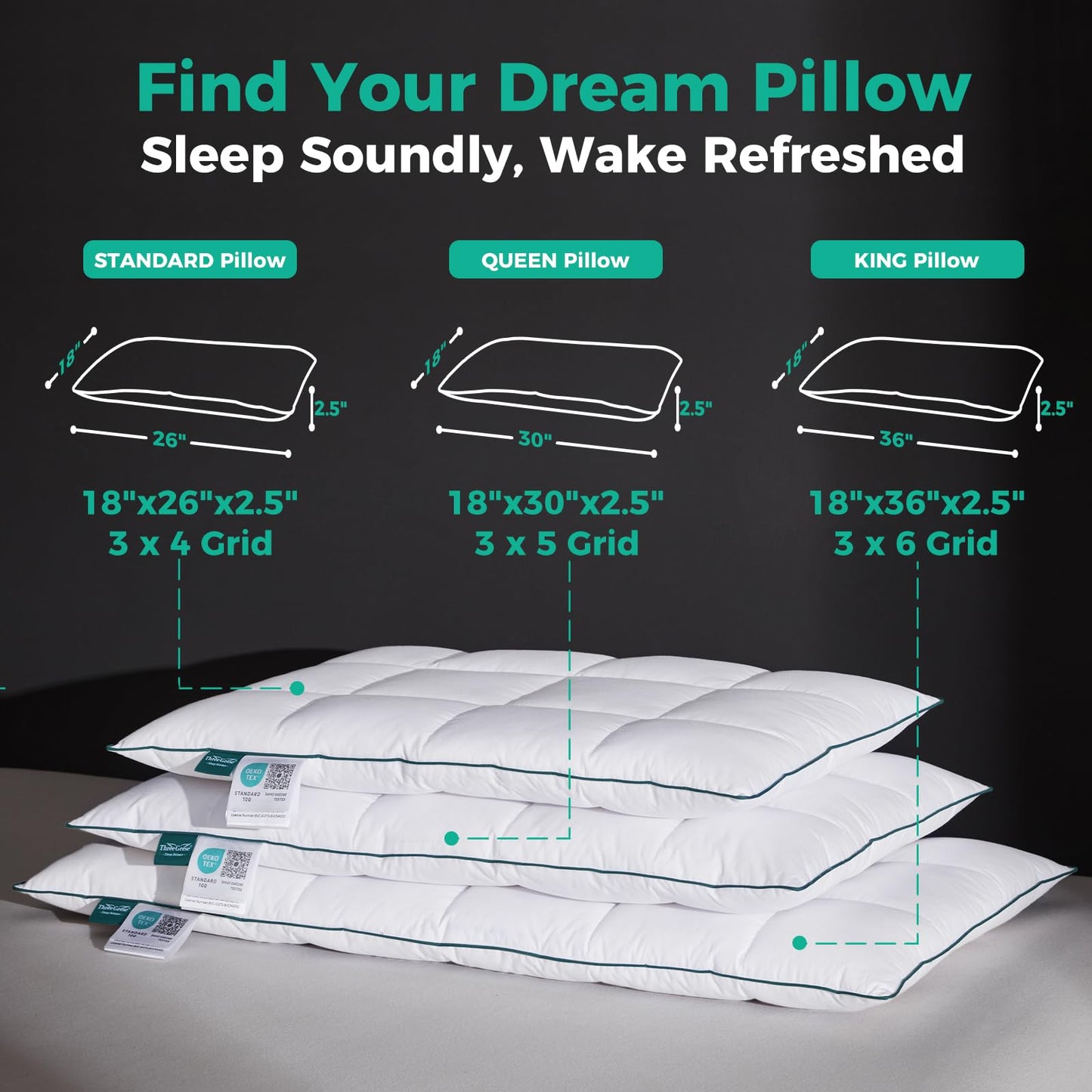 Three Geese Ultra Thin Flat Goose Down Feather Pillows for Sleeping Standard Size, 2.5" Height, 100% Cotton Cover, Ultra Slim Hotel Collection Bed Pillow for Stomach, Back Sleeper, 18x26 in.