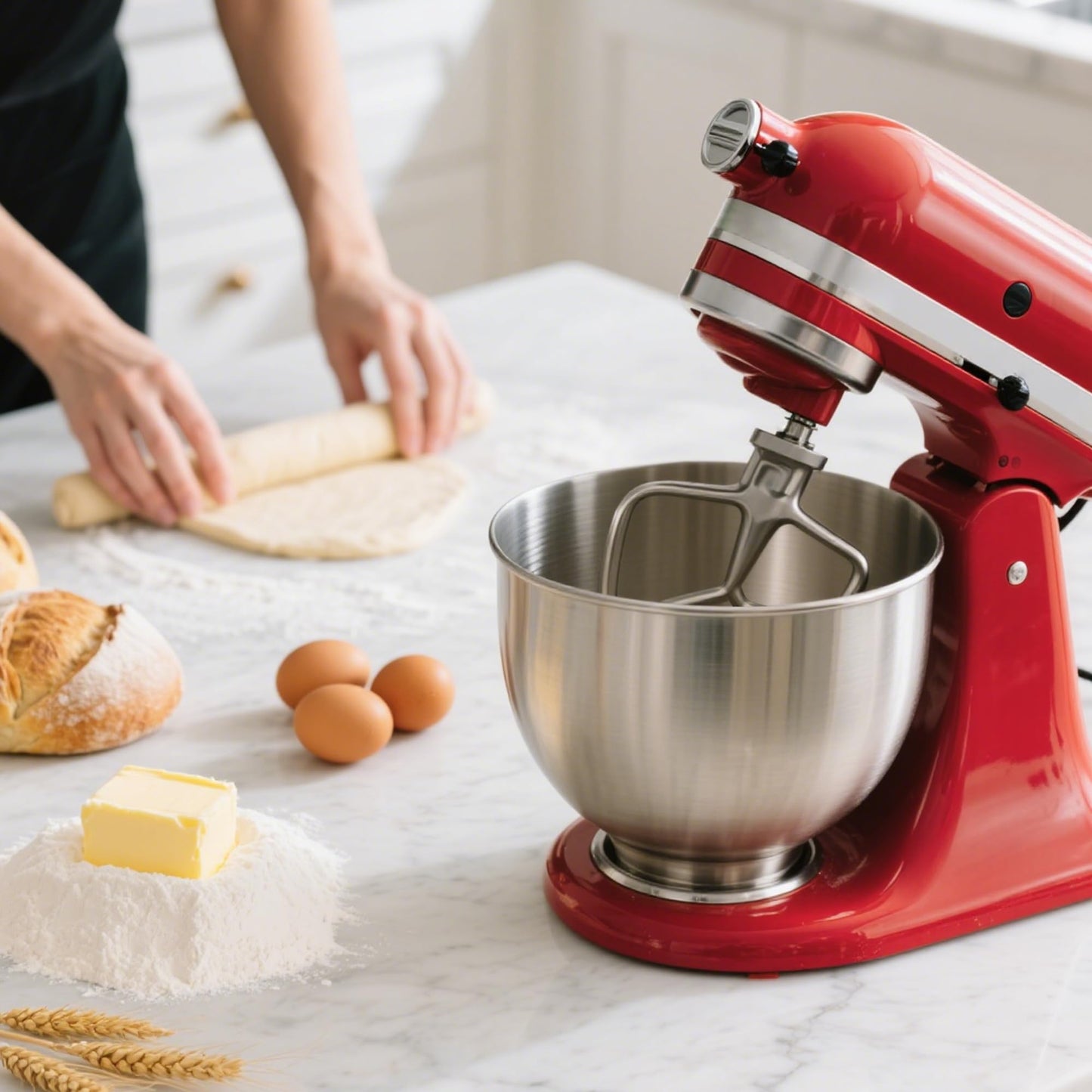 EZATO 3 Pieces Baking Mixers Accessories for KitchenAid, Compatible with KitchenAid 4.5-5QT Tilt-Head Stand Mixers, K45WW & K45DH & K45B Replacement, All Stainless Steel, Dishwasher Safe