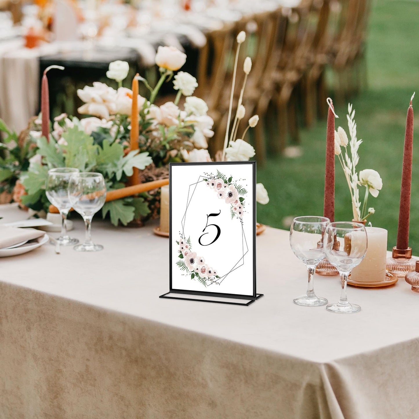 Alffun 20 Pack Acrylic Sign Holders 4x6 Inch, Double Sided Vertical Stand Clear Picture Frames, Wedding Table Numbers Frames for Party, Restaurant Signs and Office Photos