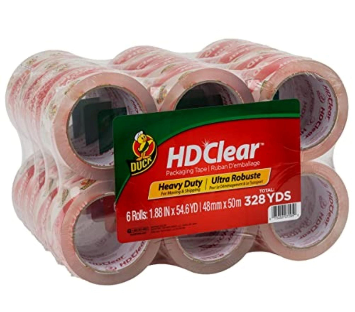 Duck HD Clear Packing Tape Refills - 24 Rolls of Heavy Duty Shipping and Moving Packing Tape - Clear Strong Packaging Tape for Boxes, Packing and Moving Supplies - 1.88 In. x 54.6 Yards (393730)