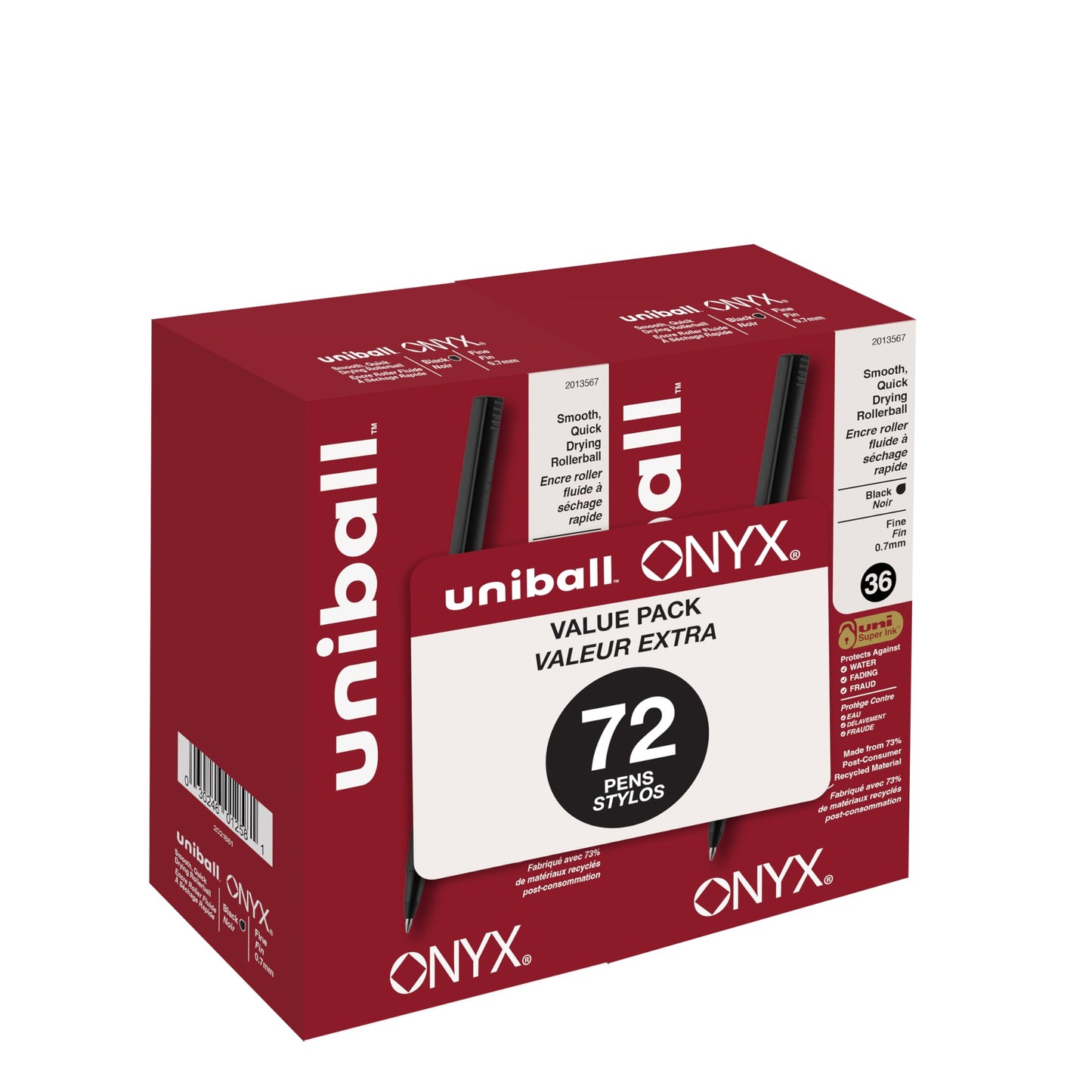 uniball Onyx Rollerball Pens, Fine Point (0.7mm), Black, 72 Pack