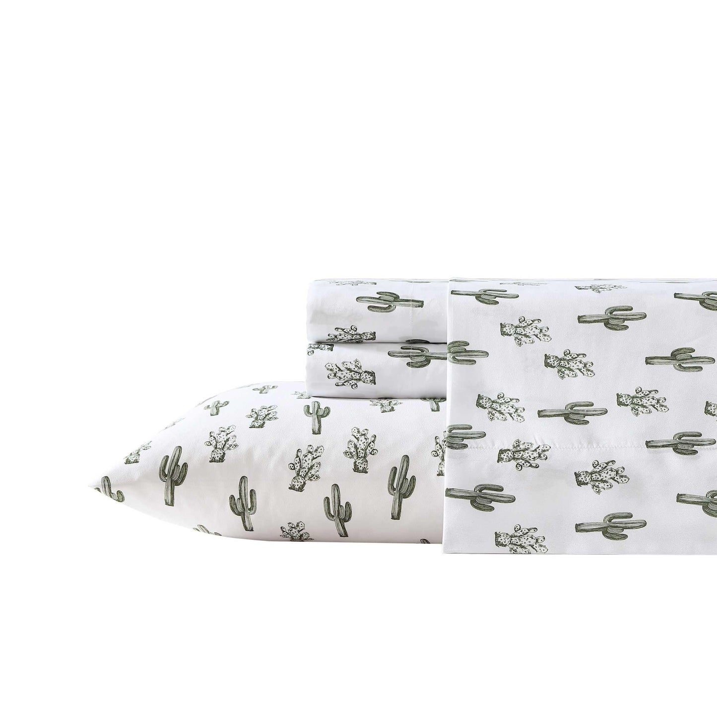 Wrangler - Queen Size Sheet Set, Soft Microfiber Bedding with Matching Pillowcases, Fully Elastic Fitted Sheet, Deep Pocket, Western Style Room Decor, Lightweight All-Season Comfort (Cacti Green)