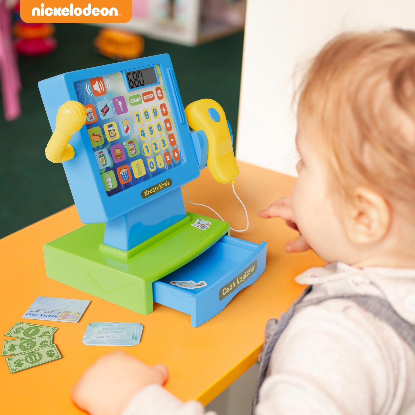 Lollipop Spongebob Cash Register Play Set - Krusty Krab Cash Register - Includes Toy Cash Register and Realistic Play Food Items with Pretend Food and Play Money