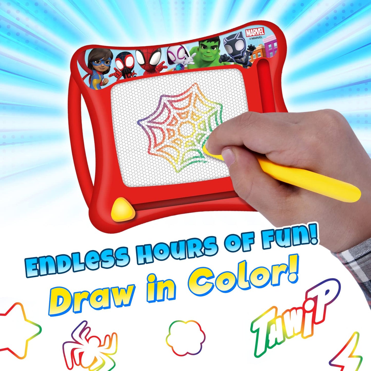 Disney Princess, Mickey Mouse, and Marvel Spiderman Magic Draw-Magnetic Drawing Pad (3 Pack Assorted) by Ja-Ru. Car Trip Toys | Mess-Free Small Kids Write Board | Travel Entertainment. ABC-6906-3s
