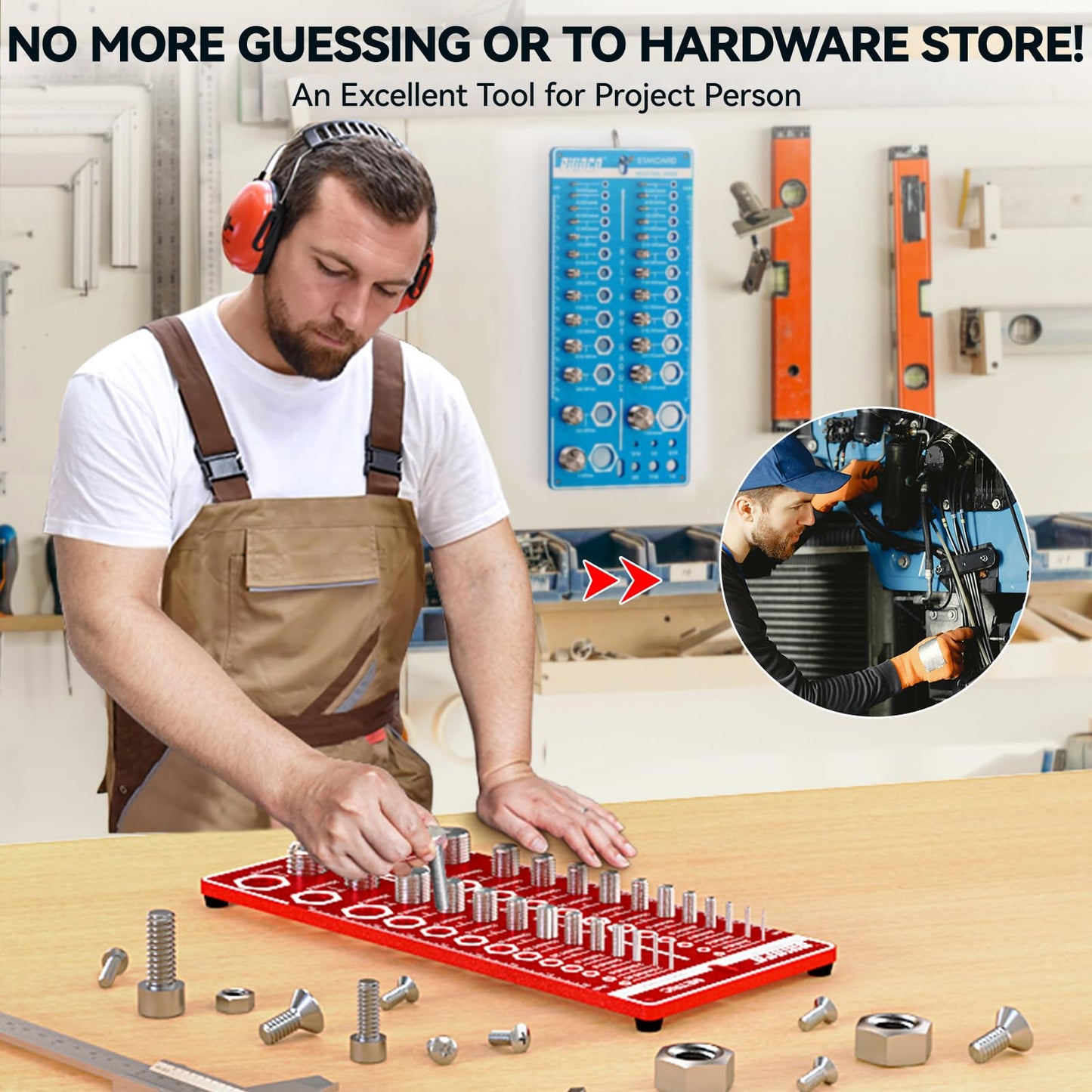 62 Nut and Bolt Thread Checker Standard and Metric, Bolt Size and Thread Gauge with 25 SAE & 25 Metric & 12 Drill Bit Gauge,Bolt and Nut Identifier Gauge for Nut Bolt Size Finder in Narrow Tricky Area