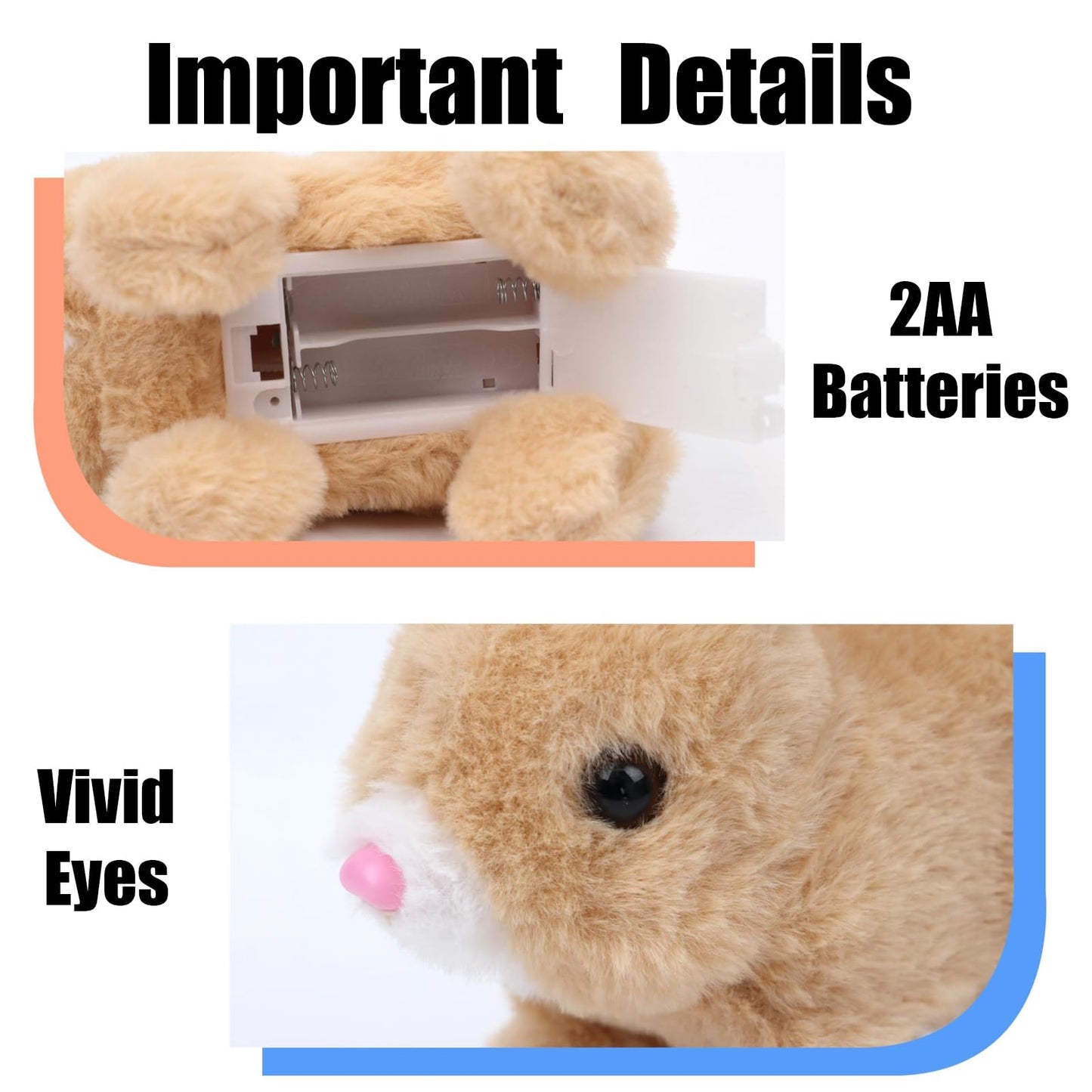 Zloeoa Electronic Interactive Jumping Toy, Realistic Plush Bunny (Brown & White)