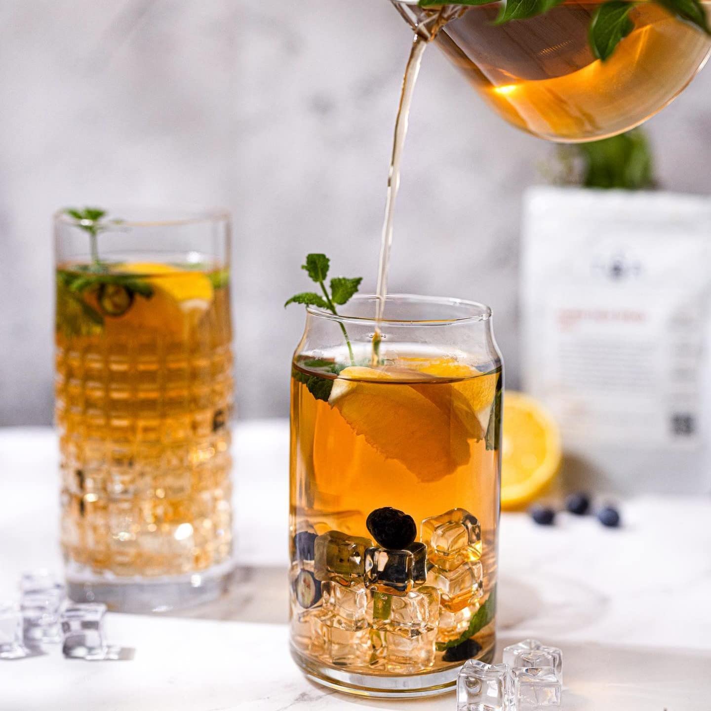 Le'raze Drinking Glasses Set of 10 - Can Shaped Glass Cups, 16oz Iced Tea/Coffee Glasses, Hurricane Tumbler Glass, Cocktail Whiskey Soda Clear Water Beer Glasses