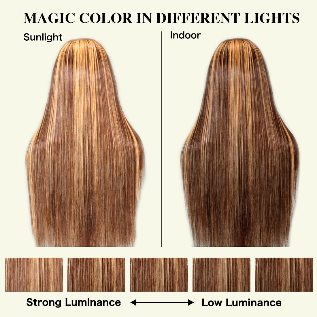Straight Highlight Wig Wear and Go Glueless Wig Human Hair Pre Plucked Pre Cut 6x4 HD Lace No Glue 4/27 Ombre Highlight Lace Closure Wig 180 Density Colored Human Hair Wig for Beginners Wig 22 Inch