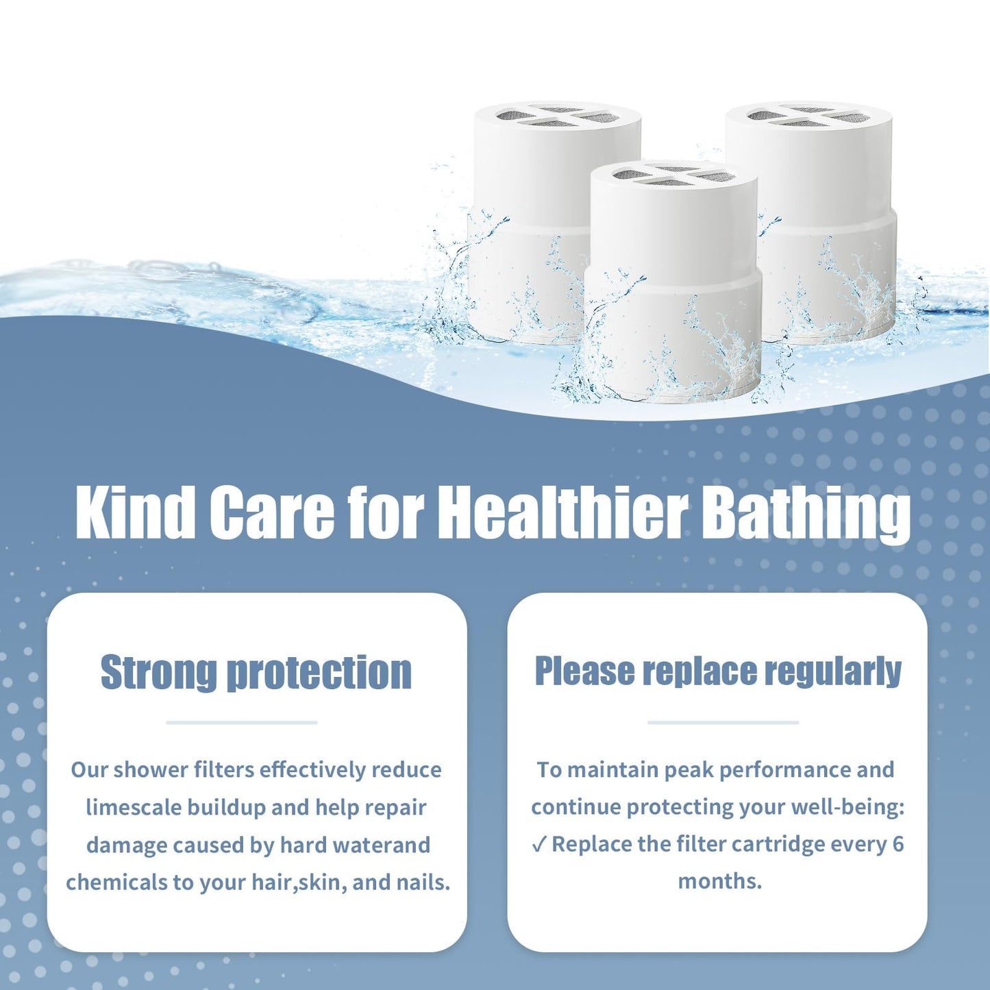 3-Pack Replacement Filter for JOLIE Shower Head, Compatible with JOLIE Shower Filter Cartridge, Reduces Chlorine, Heavy Metals & Impurities, Softens Skin & Hair
