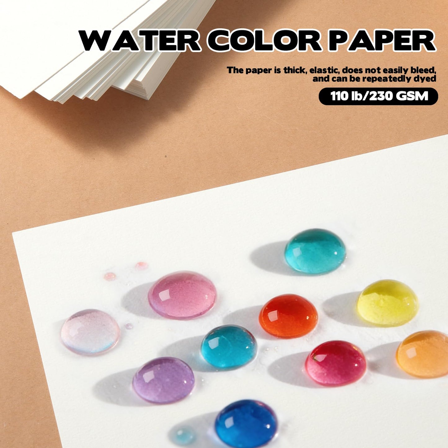 AIHSUMC 200 Sheets 9" x 12" Watercolor Paper Bulk, 110lb / 230gsm Cold Press White Thick Watercolor Paper Pad for Painting & Drawing – Art Supplies for Kids, Students & Adults