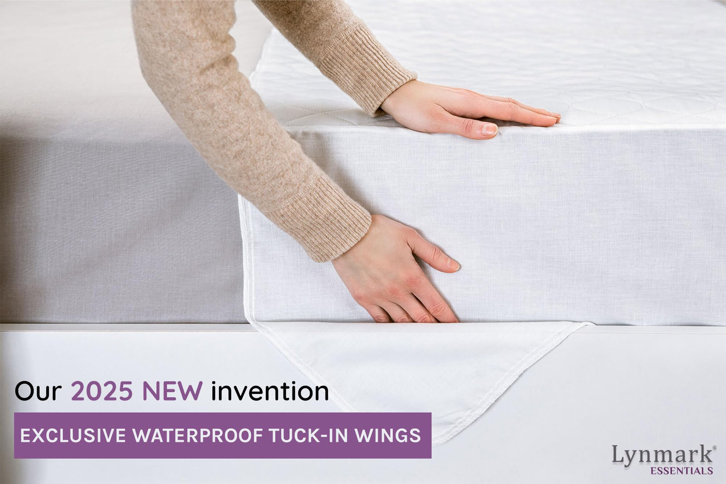 Lynmark® Washable Bed Pads 34"x54" Underpad with Extra Long Tucks and Heavy Absorbency, Reusable Cotton Enhanced Waterproof Mattress Protector Best for Incontinence & Bed Wetting, Pack of 2, Full