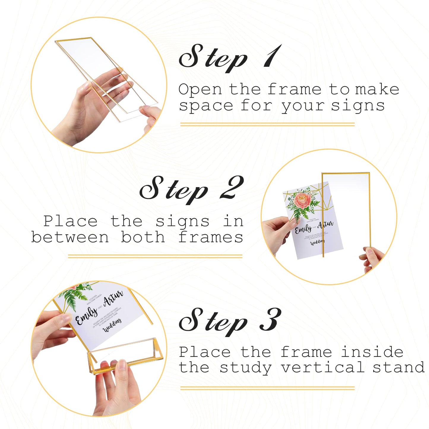 24 Pieces Gold Clear Acrylic Sign Holder Double Sided Menu Holder with Gold Borders Clear Sign Display Holder Acrylic Gold Table Number Holders for Wedding, Cards, and Photo Display (Vertical)