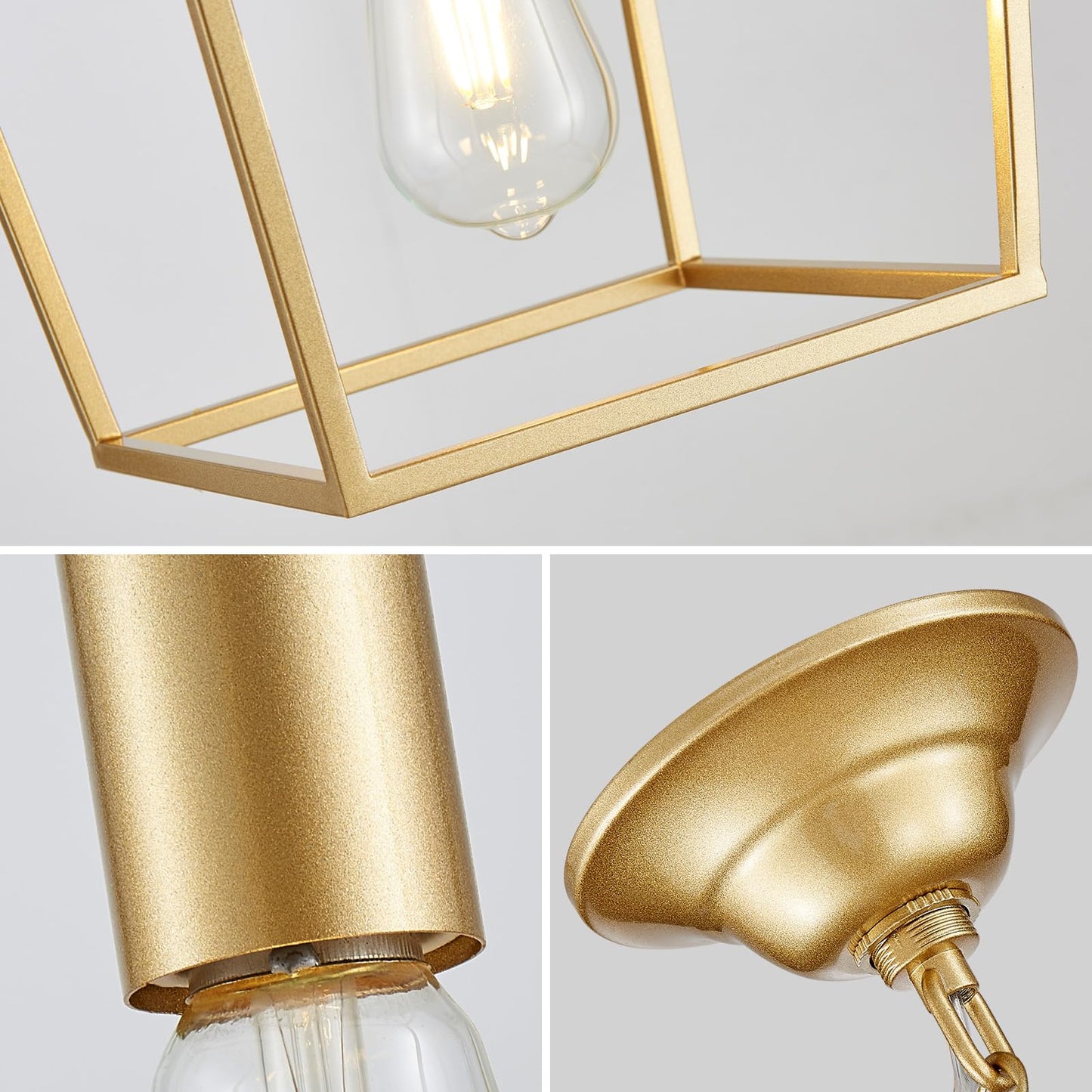 ANJIADENGSHI Lantern Pendant Light Lantern Iron Cage 1 E26 Bulbs Gold Chandelier for Dining Room Kitchen(Bulbs Not Included)