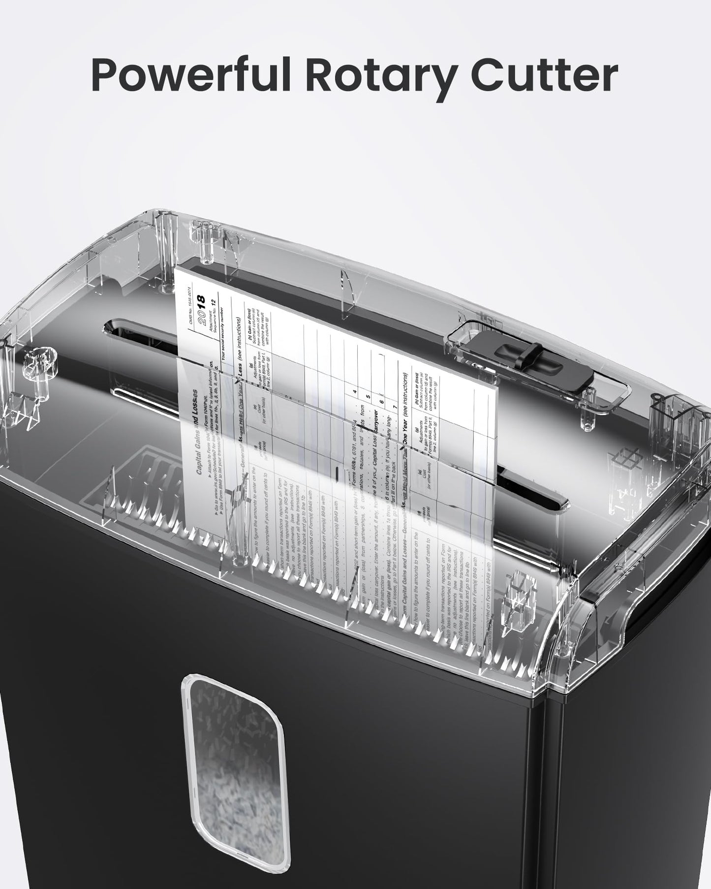 Locksworth 8-Sheet Micro Cut Paper Shredder P-4 High Security for Home Office Use with Handle, Shreds Credit Card/Staple 4 Gallons(Black) Visual Window Wastebasket
