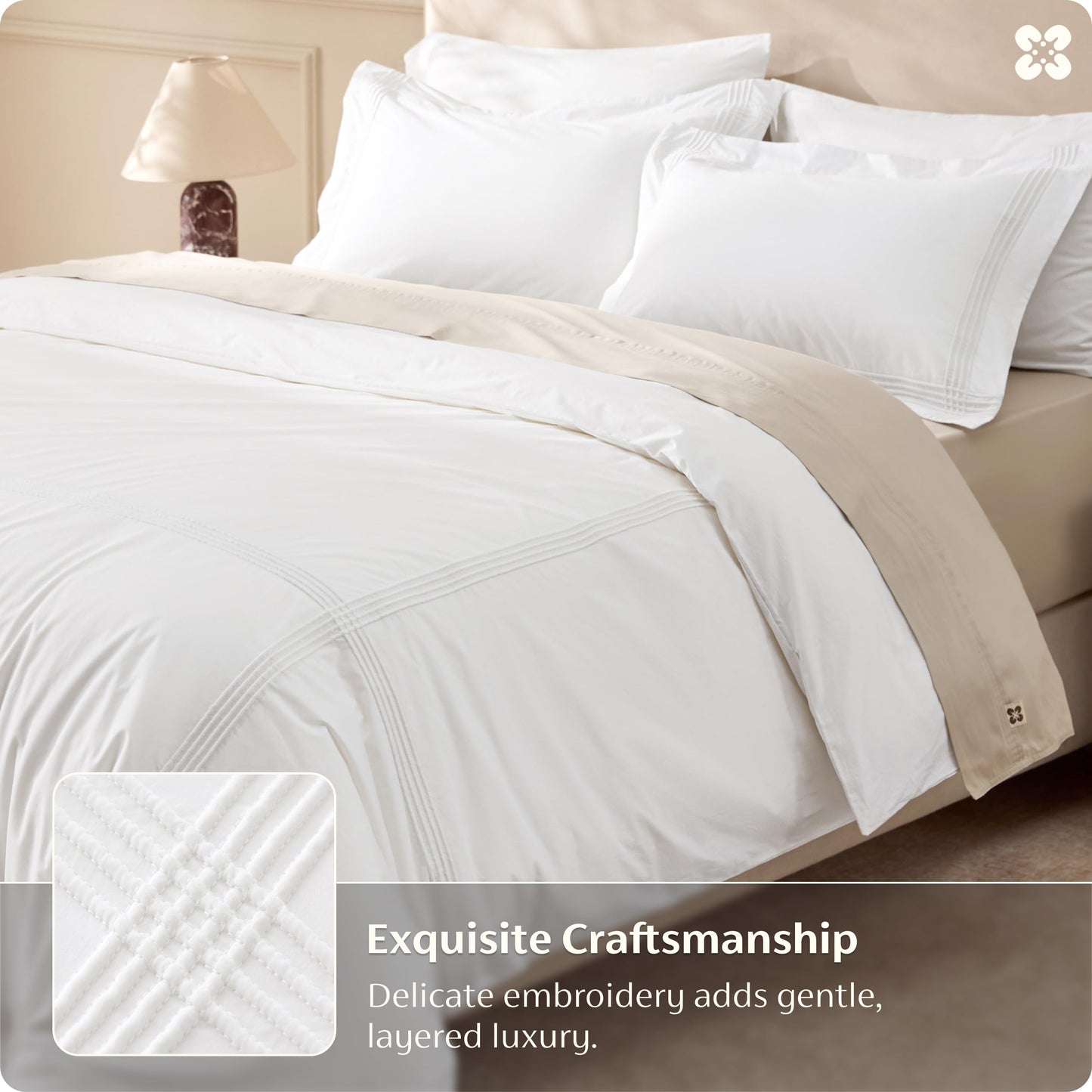 Bedsure 100% Cotton Percale Duvet Cover King, Luxury Hotel Duvet Cover, Rope Weave White Comforter Cover, PureWoven Breathable & Lightweight Bedding Set for All Season, 3 Pieces, 104"x90"
