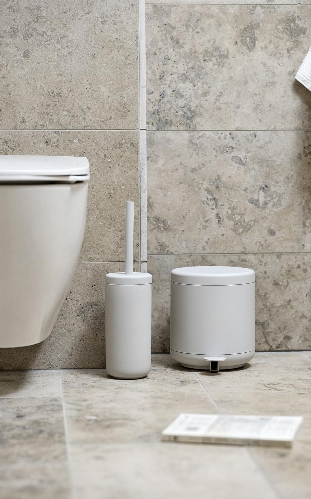 Zone Denmark Nova One Ceramic Toilet Long Brush | with Brush Holder Soft Touch | Enhance Your Bathroom with a Chic and Practical Duo for Modern Style and Effortless Hygiene - Coating (Soft Grey)