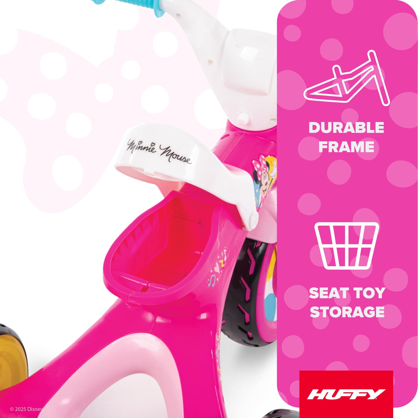 Huffy Disney Minnie Mouse Electro-Light Girl's Trike, Ideal for Ages 3+, Minnie Mouse Graphics, Colorful and Playful Design, Simple Coaster Brake, Sturdy and Durable, Safe for Toddlers