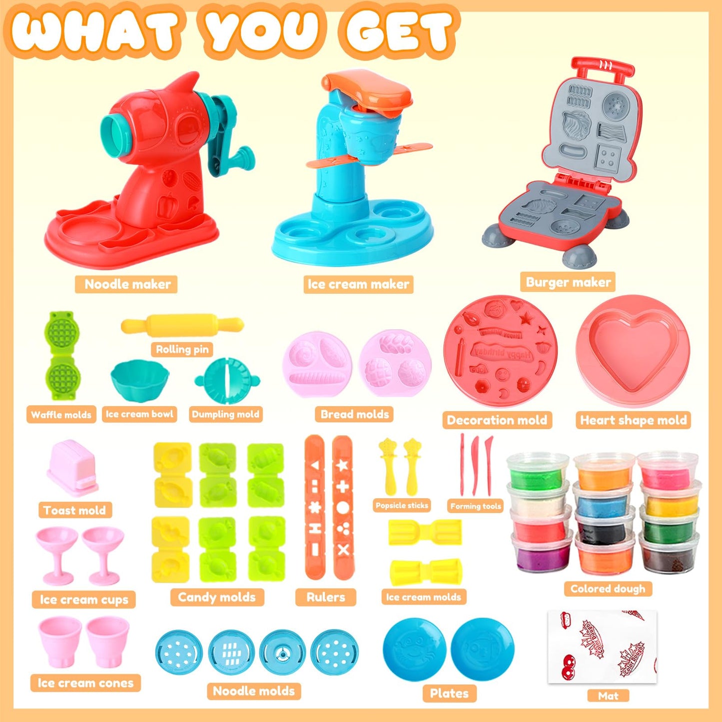 Crelloci Deluxe Colored Clay Set for Kids Girls Boys 3 Years and up