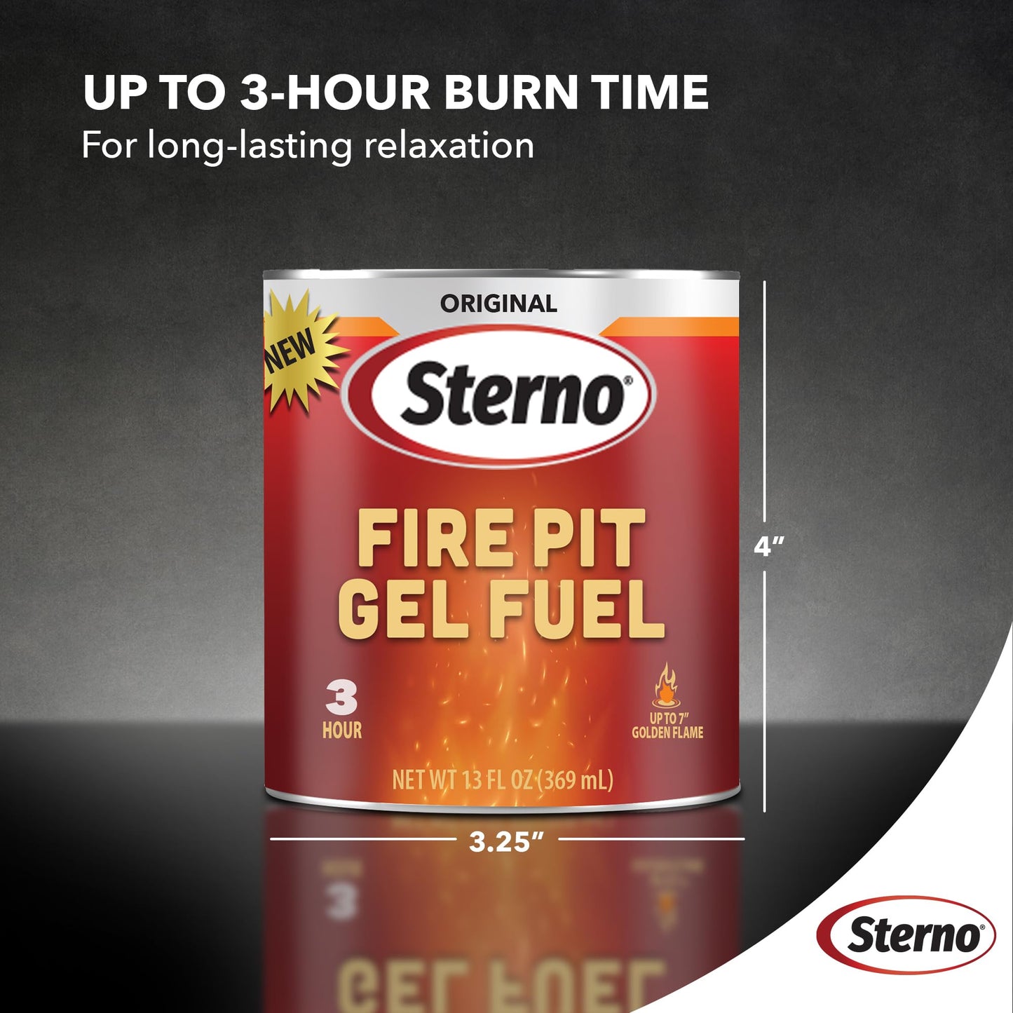 Sterno 6-Pack Fire Pit Gel Fuel - 3 Hours of Burn Time - Vibrant Flame - Wood Crackling Sounds - Safe, Smokeless & Odorless, No Ash - All-Weather Burner for Indoor & Outdoor Table Top FirePit