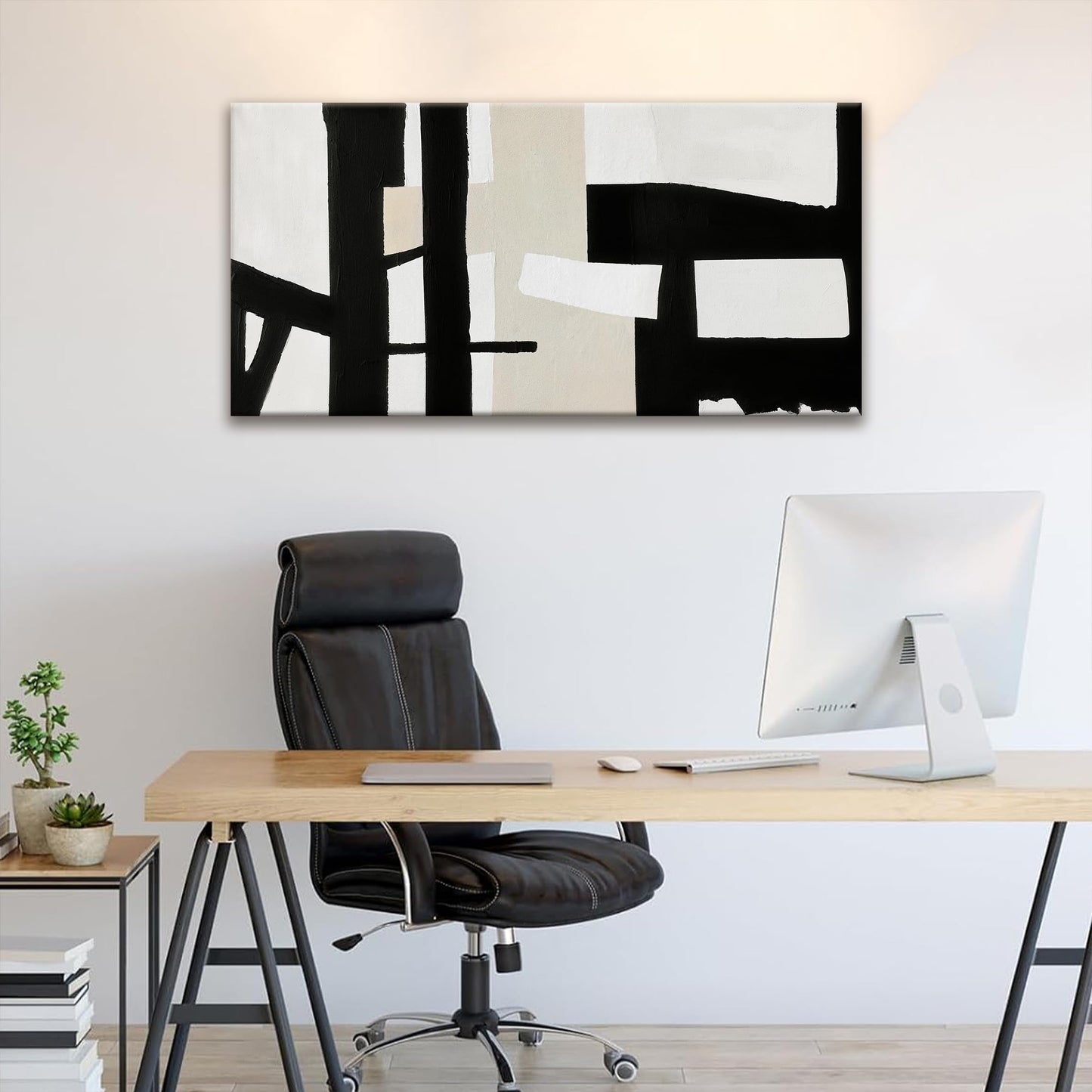 QSQ Abstract Black And White Wall Art Painting Canvas Art Wall Decor 20" W x 40" L Decorations Grey White Wall Art Office Home Wall Decor Canvas Picture Artwork For Bedroom Kitchen