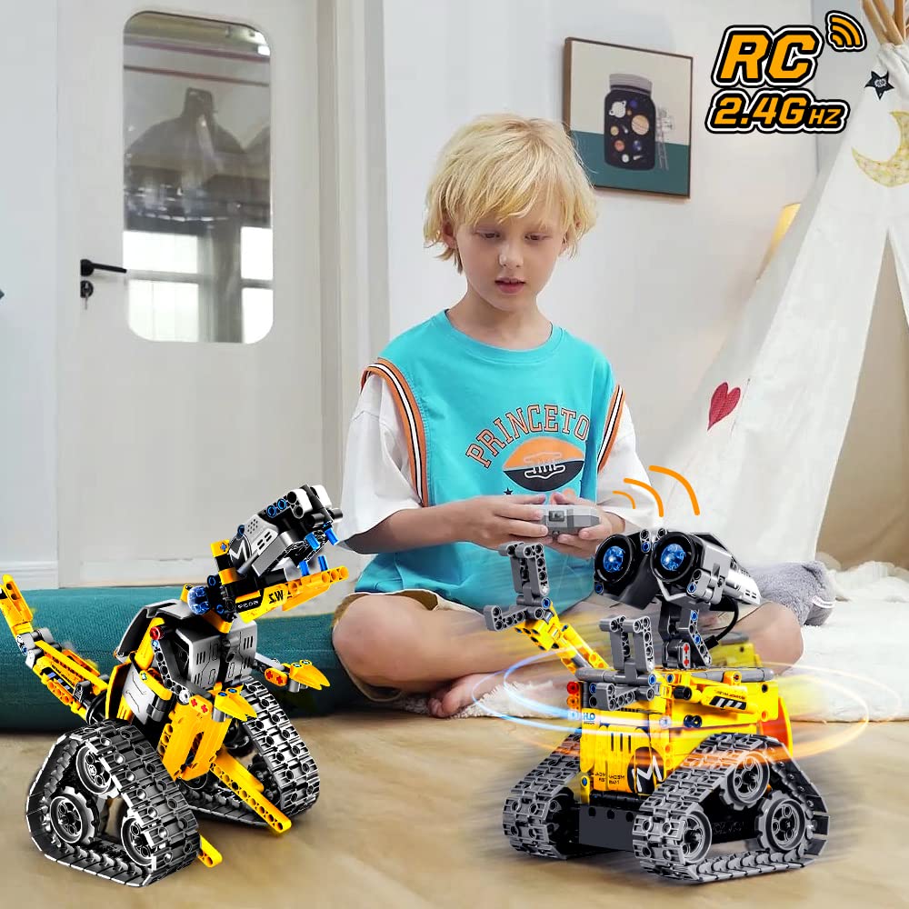 HOGOKIDS Robot Building Toys for Kids - 5 in 1 Remote & APP Controlled Building Set | RC Wall Robot/Engineer Robot/Mech Dinosaur STEM Toys for Boys Girls Age 6 7 8 9 10 11 12+ Year Old (520 Pcs)