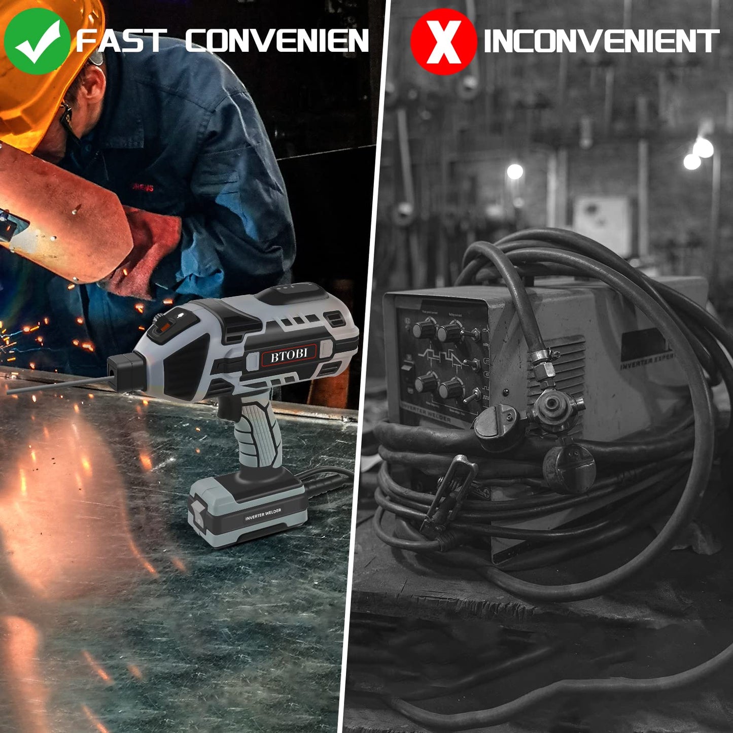 Welding Machine,Portable ARC Welder Machine Gun,IGBT Standing Handheld Welding Machine, 6 variable current adjustment,suitable for 3/32"-1/8" Stick Welder,BTOBI 110V Welder Machine Kit…