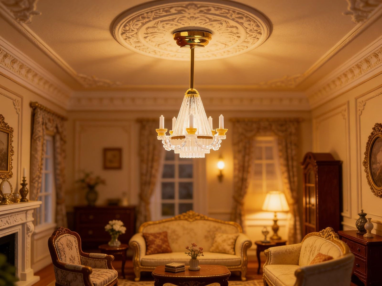 LUOZZY Dollhouse Chandelier Lights - Miniature Led Chandeliers for Dollhouse