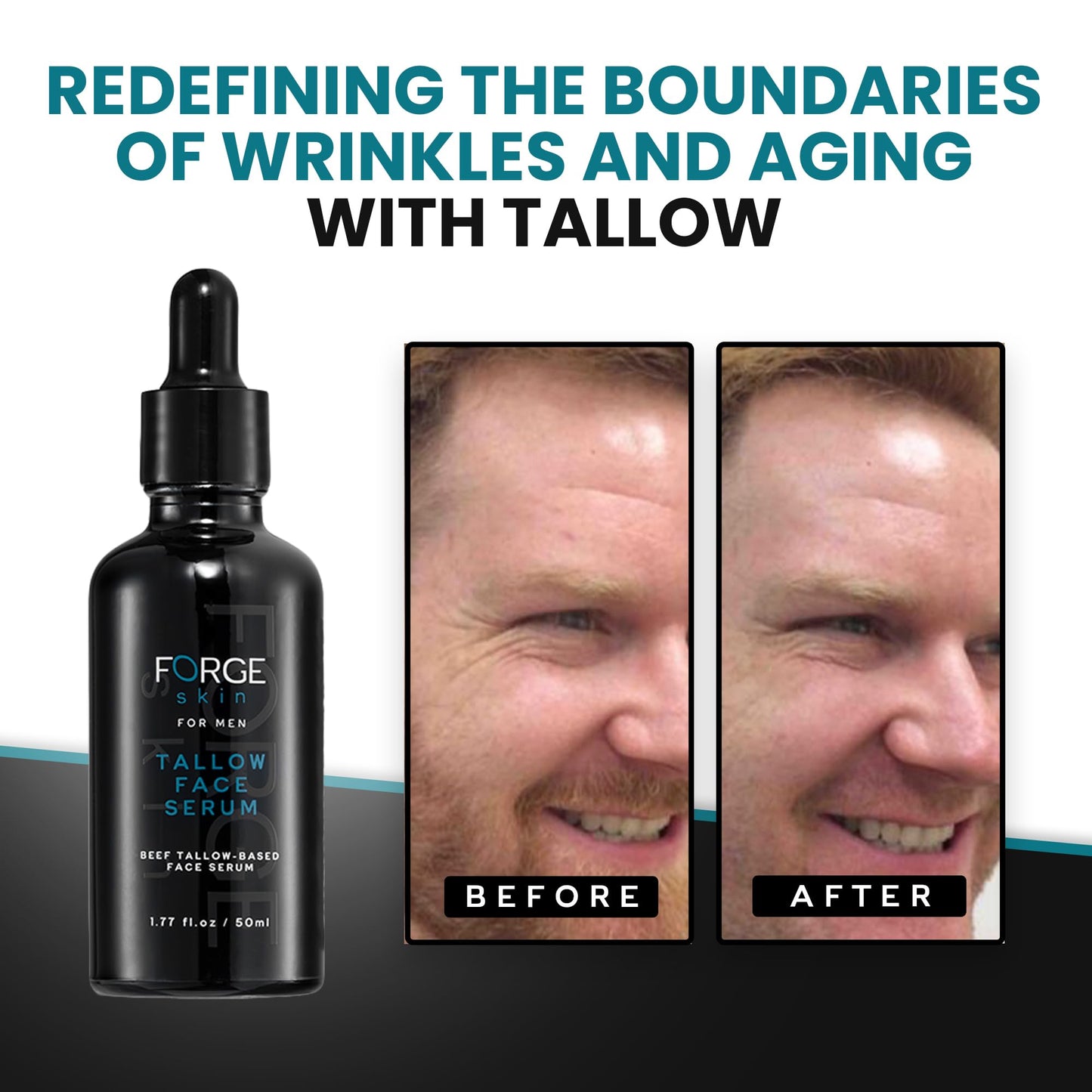 Forge Skin Men's Anti-Wrinkle Night Beef Tallow for Face Serum Skin Care - 50ML | Vitamin C Serum, Anti-Aging, Collagen Boost Skincare For Men | Mens Wrinkles Moisturizer Beef Tallow for Skin