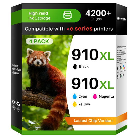 910XL Ink Cartridges Combo Pack 8015e 8025e Replacement for HP Ink 910 910XL Ink cartridges Work with OfficeJet 8015e 8025e OfficeJet Pro 8025e 8028e Printers 4 Pack(Black Cyan Magenta Yellow)