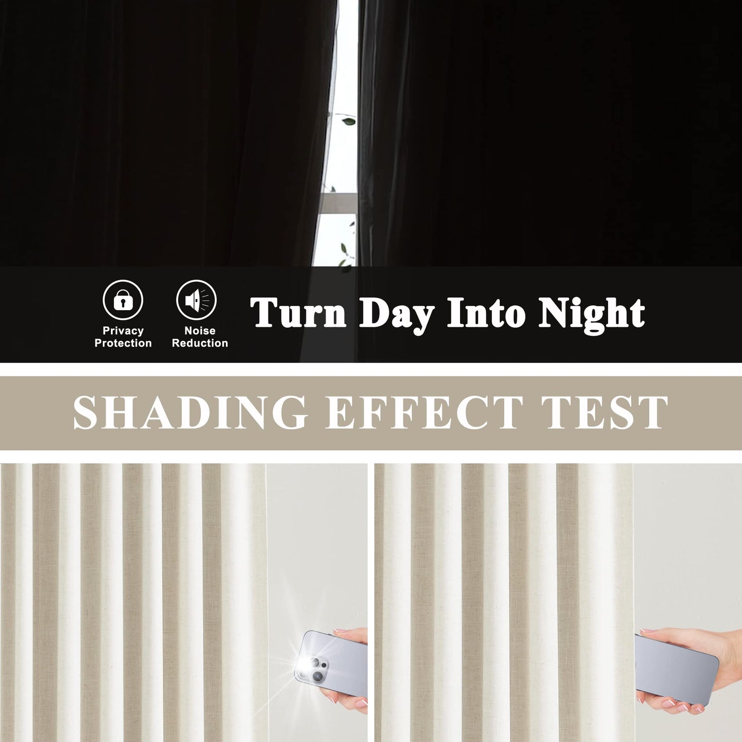 Vision Home Natural Pinch Pleated Full Blackout Curtains Linen Blended Room Darkening Window Curtains 90 inch for Living Room Bedroom Thermal Insulated Pinch Pleat Drapes with Hooks 1 Panel 60"Wx90"L