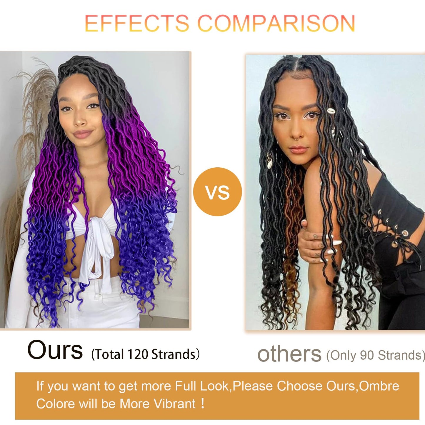 Ms Aloe Ombre Faux Locs Crochet Hair 5Pack（120 Strands）Ombre Purple Blue Faux Locs Crochet Braids Hair Pre Looped Goddess Locs Crochet Curly Hair for Black Women (20inch,1B/Purple/Blue#)