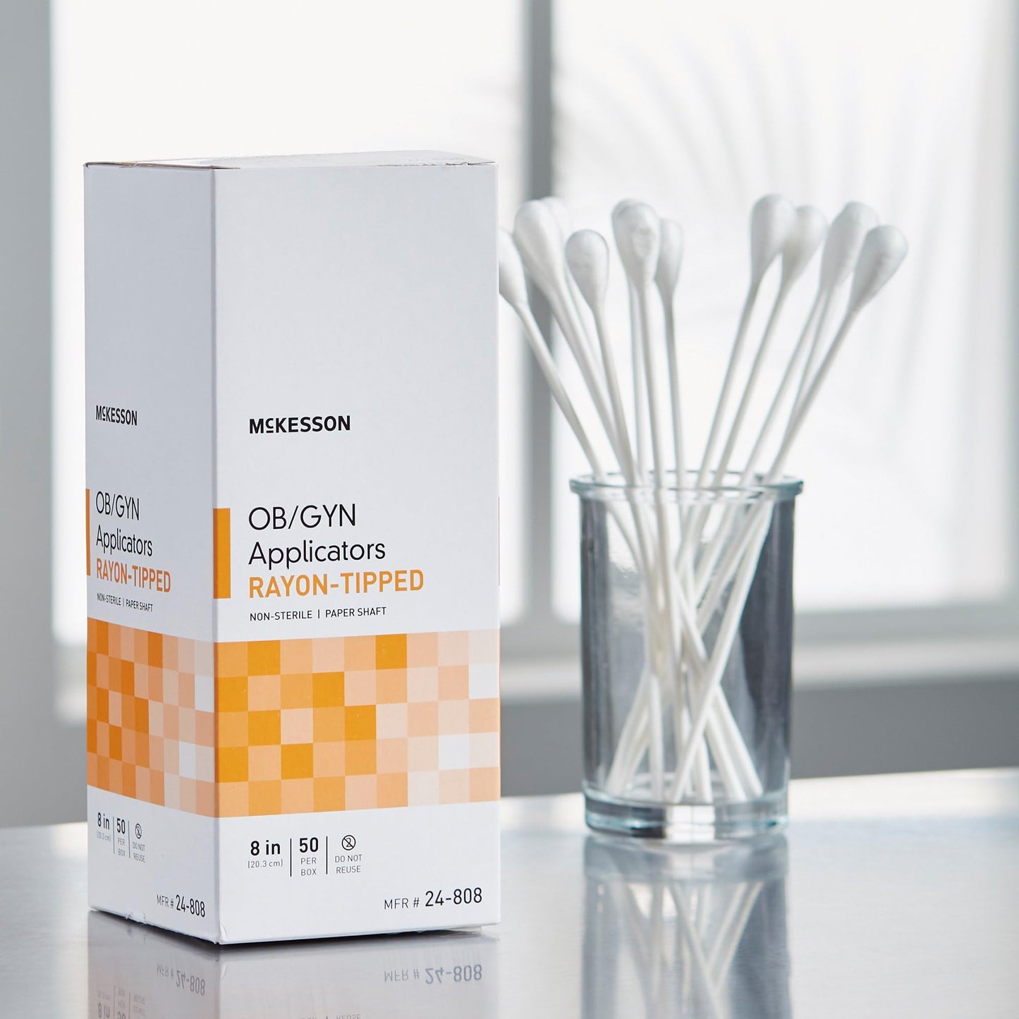 McKesson OB/GYN Applicators Rayon Tipped, Non-Sterile, 8 in, 50 Count, 10 Packs, 500 Total