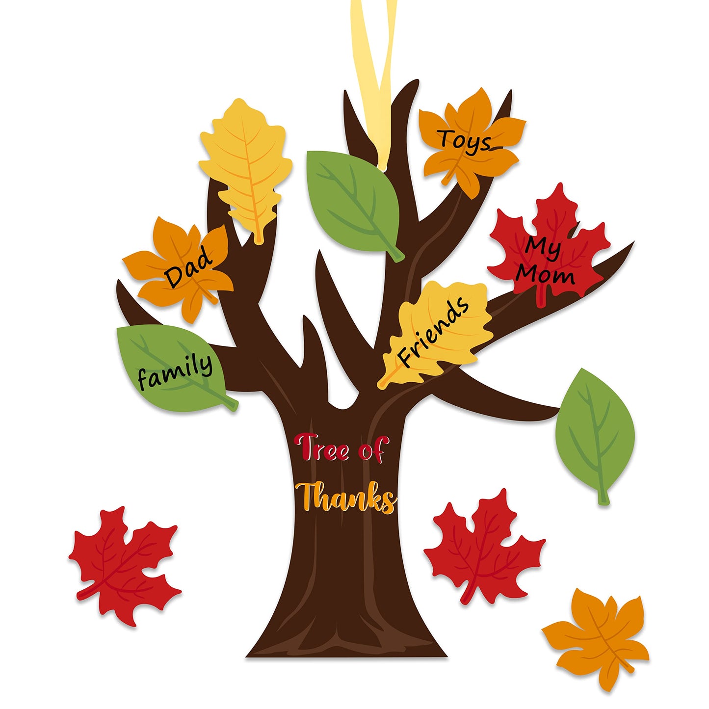 Haooryx 24 Pack Tree of Thanks Make Your Own Thanksgiving Tree Hanging Ornament, DIY Fall Craft Kit for Kids Classroom Autumn Thankful Art Project Activity Party Home Decoration