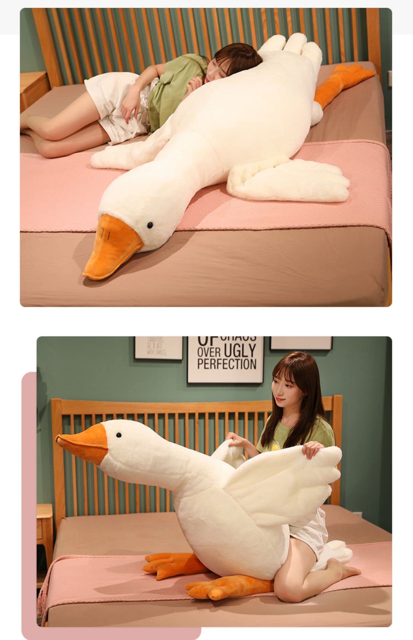 CottonStar Goose Stuffed Animal 75 Inch Plush Toy, 6 Foot Giant Duck Plush, Super Soft Huge Plushies Pillow Hugging, Gift for Kids and Friends, White