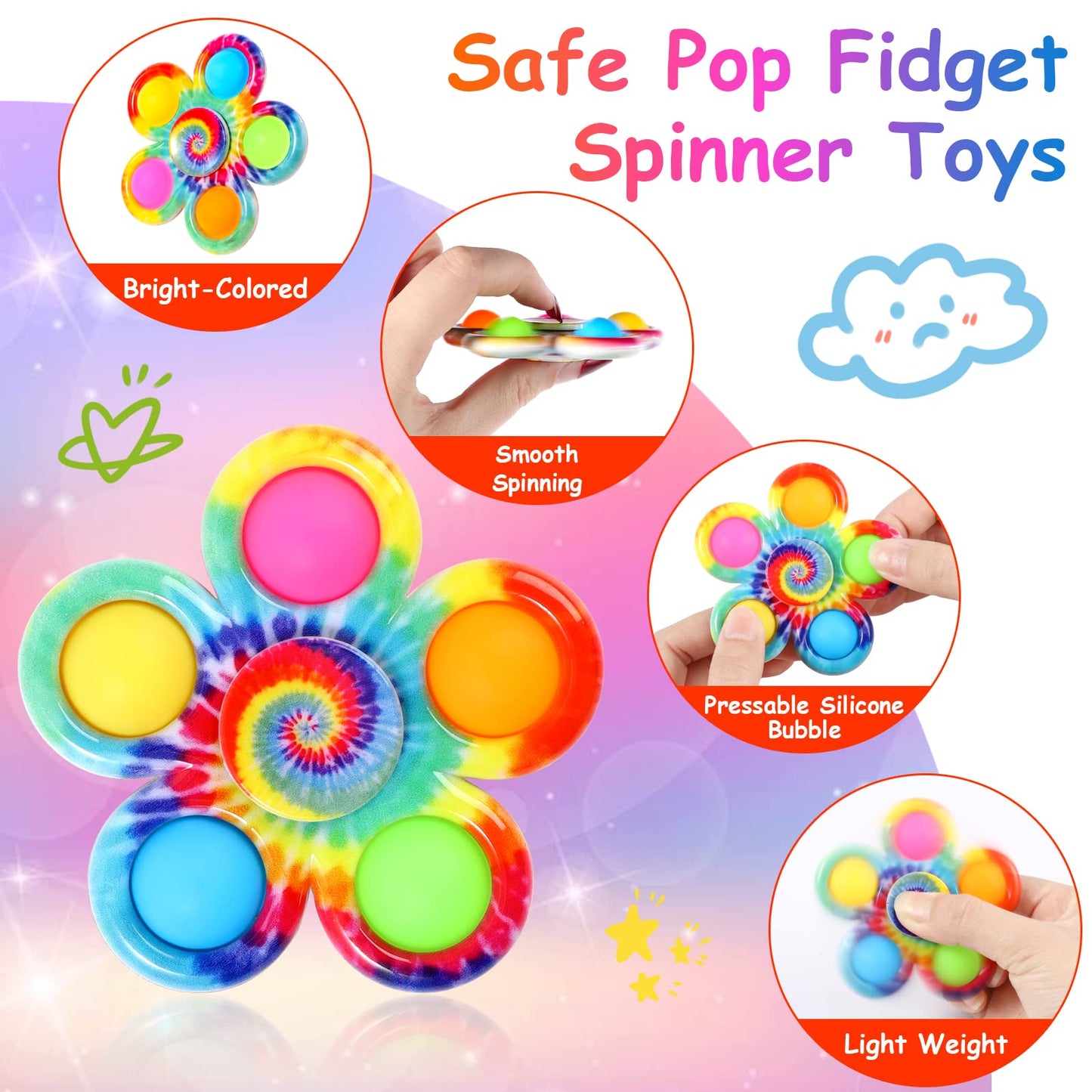 Gigilli 48 Pack Party Favors Fidget Spinners for Kids 4-8 8-12, Easter Basket Goodie Bags Stuffers for Kids 3-5, Egg Fillers Pop Mini Fidget Toys Bulk Classroom Prizes, Toddler Birthday Party Gifts