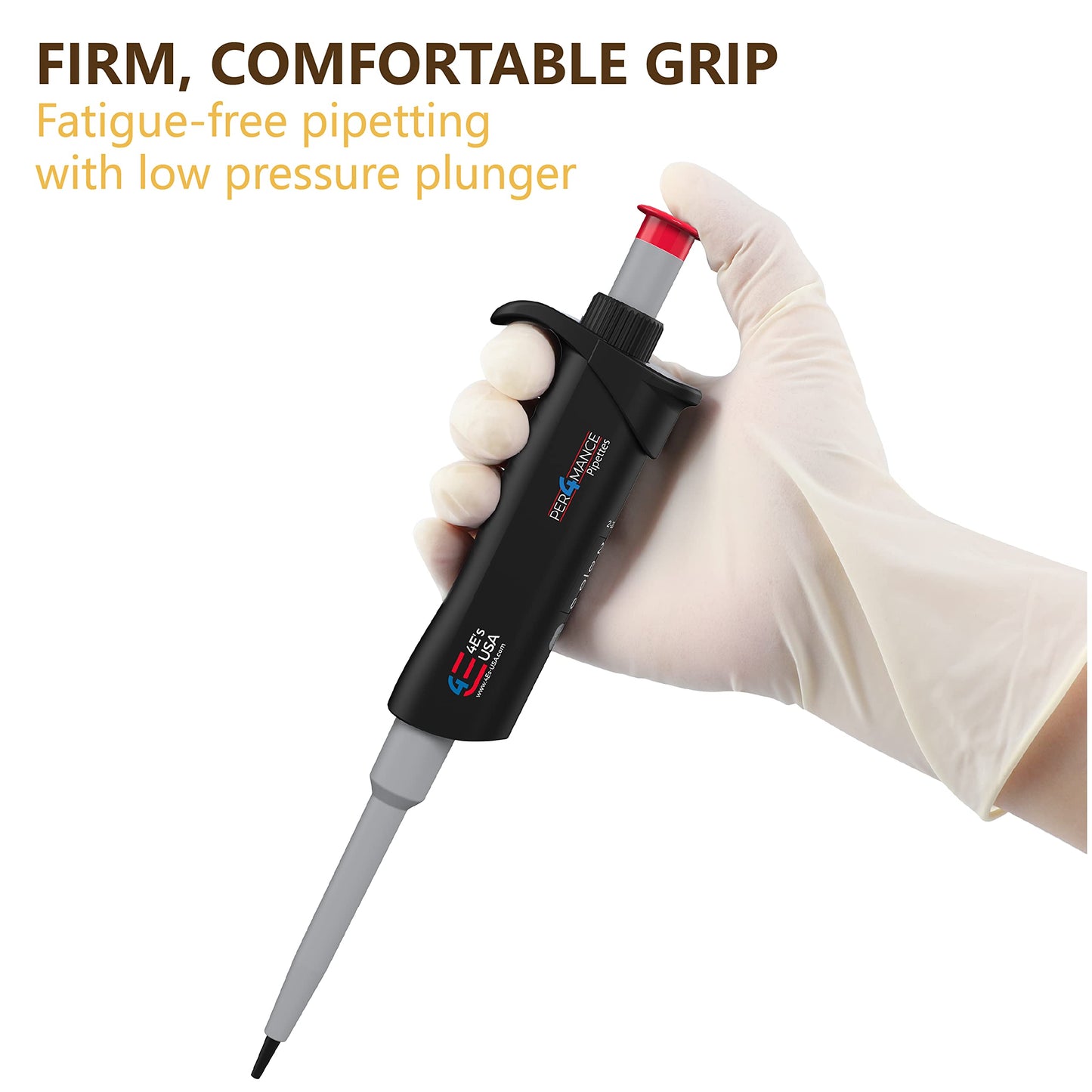 PER4MANCE Pipette - 2~20µL Adjustable Single Channel Pipette, ISO Calibrated Low Plunger-Force Ergonomic Micropipette with Autoclavable Lower and Universal Tip Cone, Ultra-Light Precise Pipettor