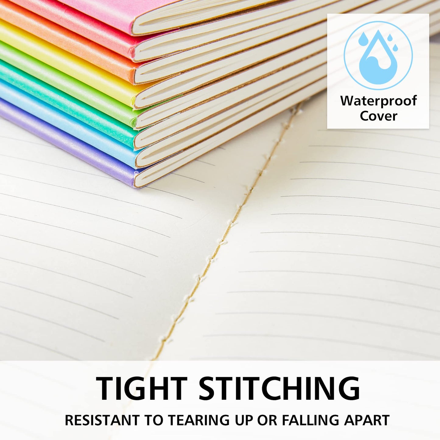 32 Pack Composition Notebooks Bulk, Feela Kraft Cover Lined Blank College Ruled Composition Travel Journals with Rainbow Spines For Women Students Business, 60 Pages, 8.3”x 5.5”, A5, 8 Colors