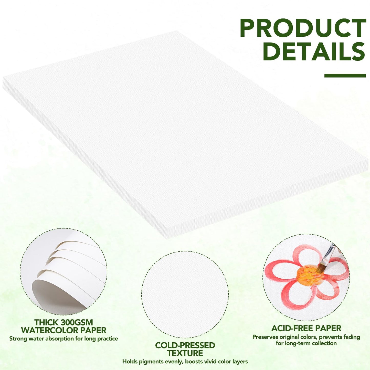 30 Sheets Large Watercolor Paper, 22x30 Inches Cold Press Water Color Paper Pad, 300GSM Thick Heavyweight Large Drawing Paper Bulk for Beginners Artists Professionals