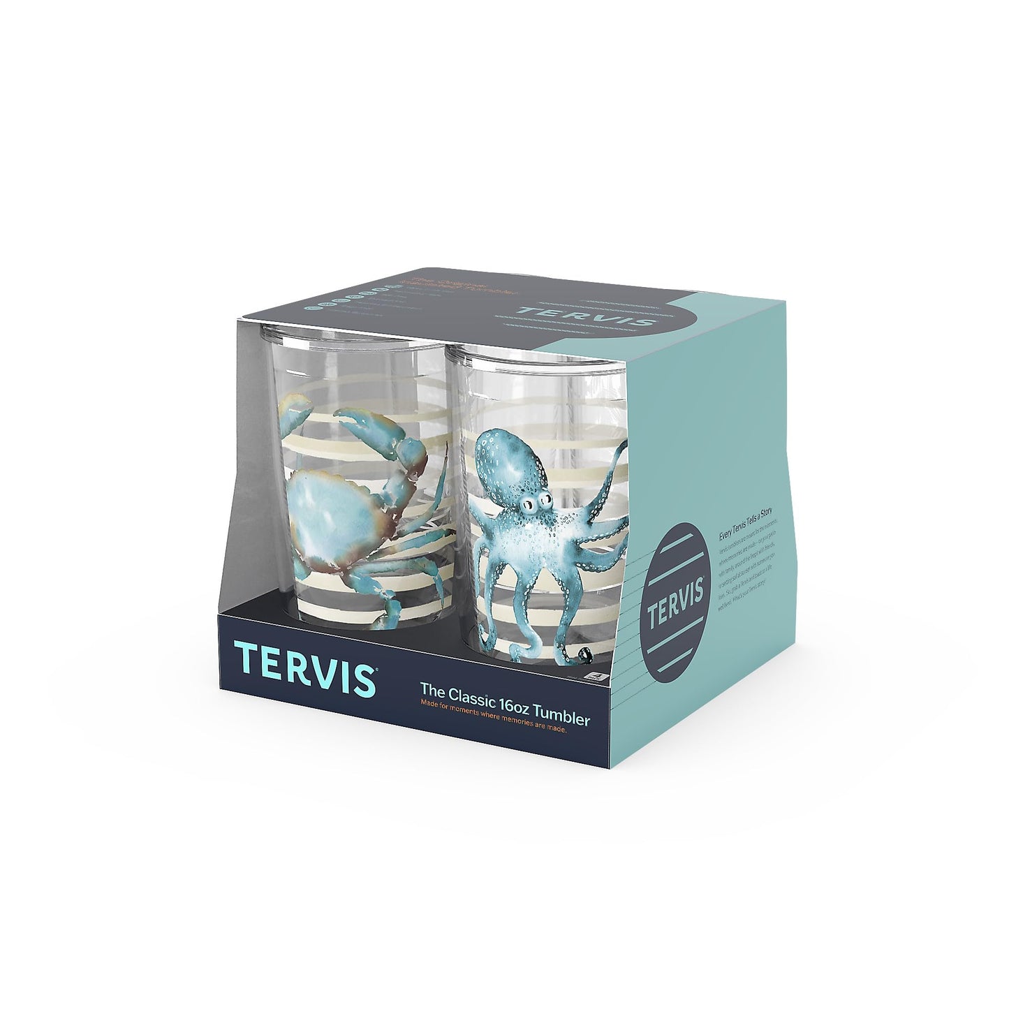Tervis Sara Berrenson - Atlantica Collection Made in USA Double Walled Insulated Tumbler Travel Cup Keeps Drinks Cold & Hot, 16oz - 4pk, Assorted