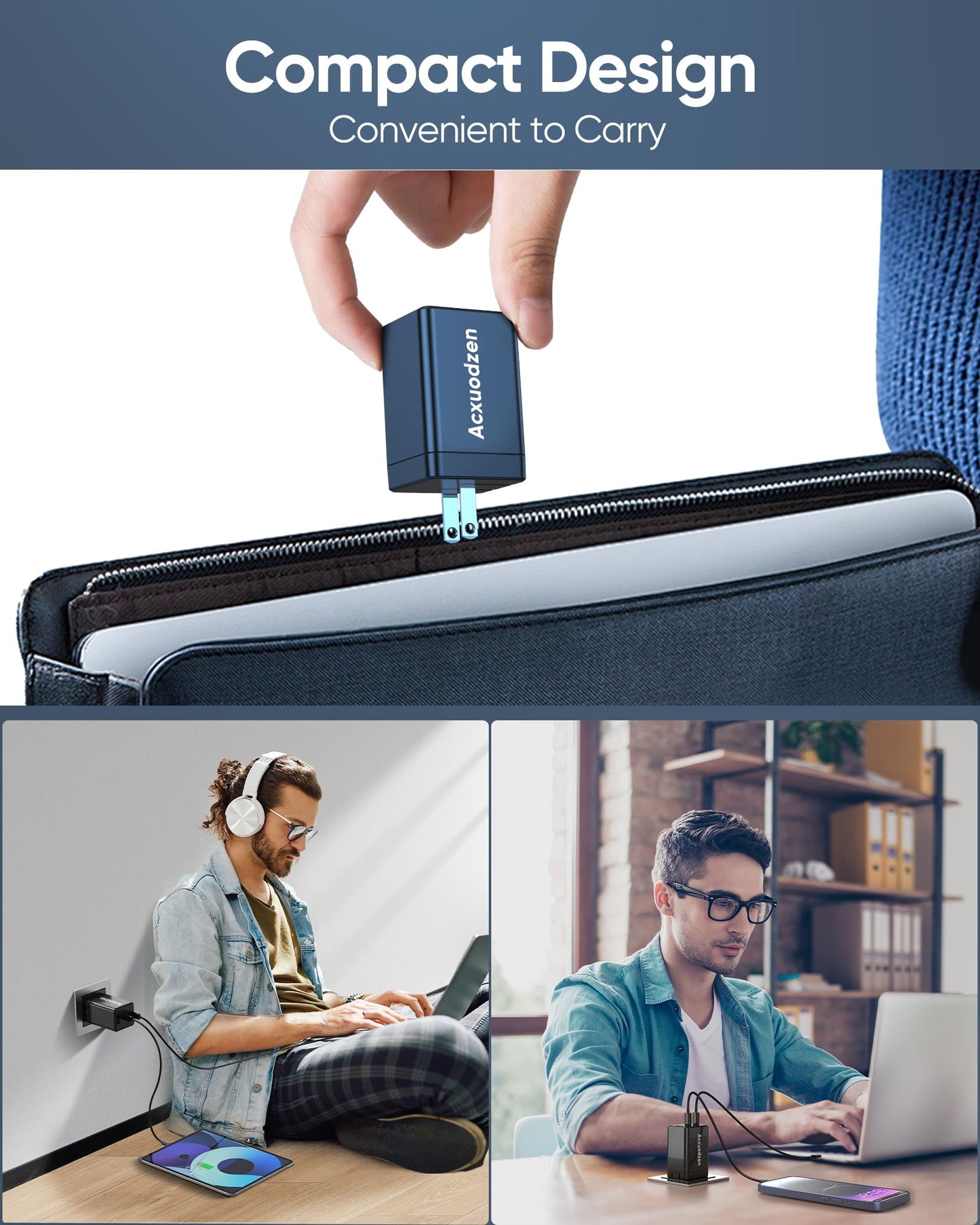 [2 Pack] USB C Charger Block 160W, 3-Port GaN Super Fast Charger, Dual 65W Type C Charging Block, Foldable QC3.0 Laptop Fast Charging for MacBook, iPhone, Samsung, Galaxy, iPad, Android, Black