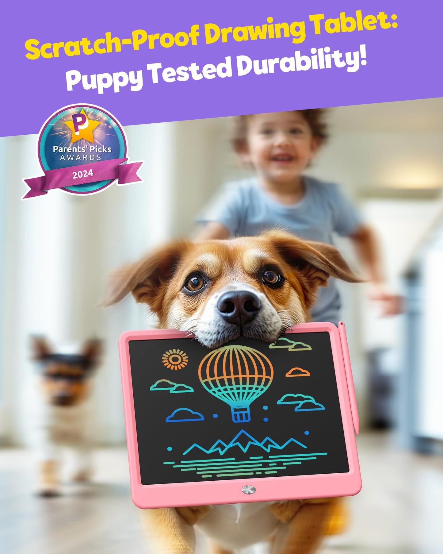 TEKFUN LCD Writing Tablet for Kids Girls Toys, 12 Inch Erasable Drawing Tablet Doodle Board Colorful Doodle Pad, Back to School Supplies Gifts for Toddlers Girls Adults