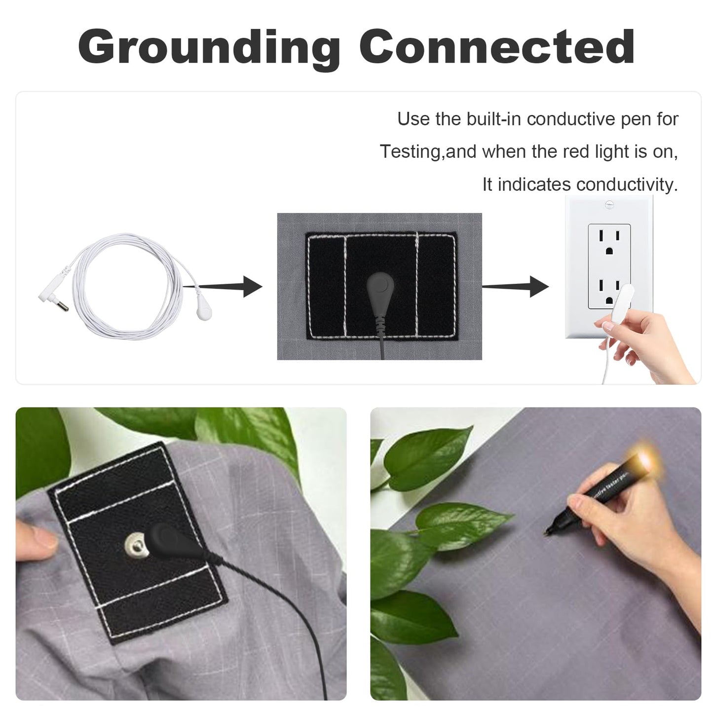 Grounding Sheets,Twin Fitted Sheet with Grounding Wire for Better Sleep,90% Organic Cotton 10% Pure Silver,Earth Connected Bed Sheets(Gray, 39 * 75 * 15inch)