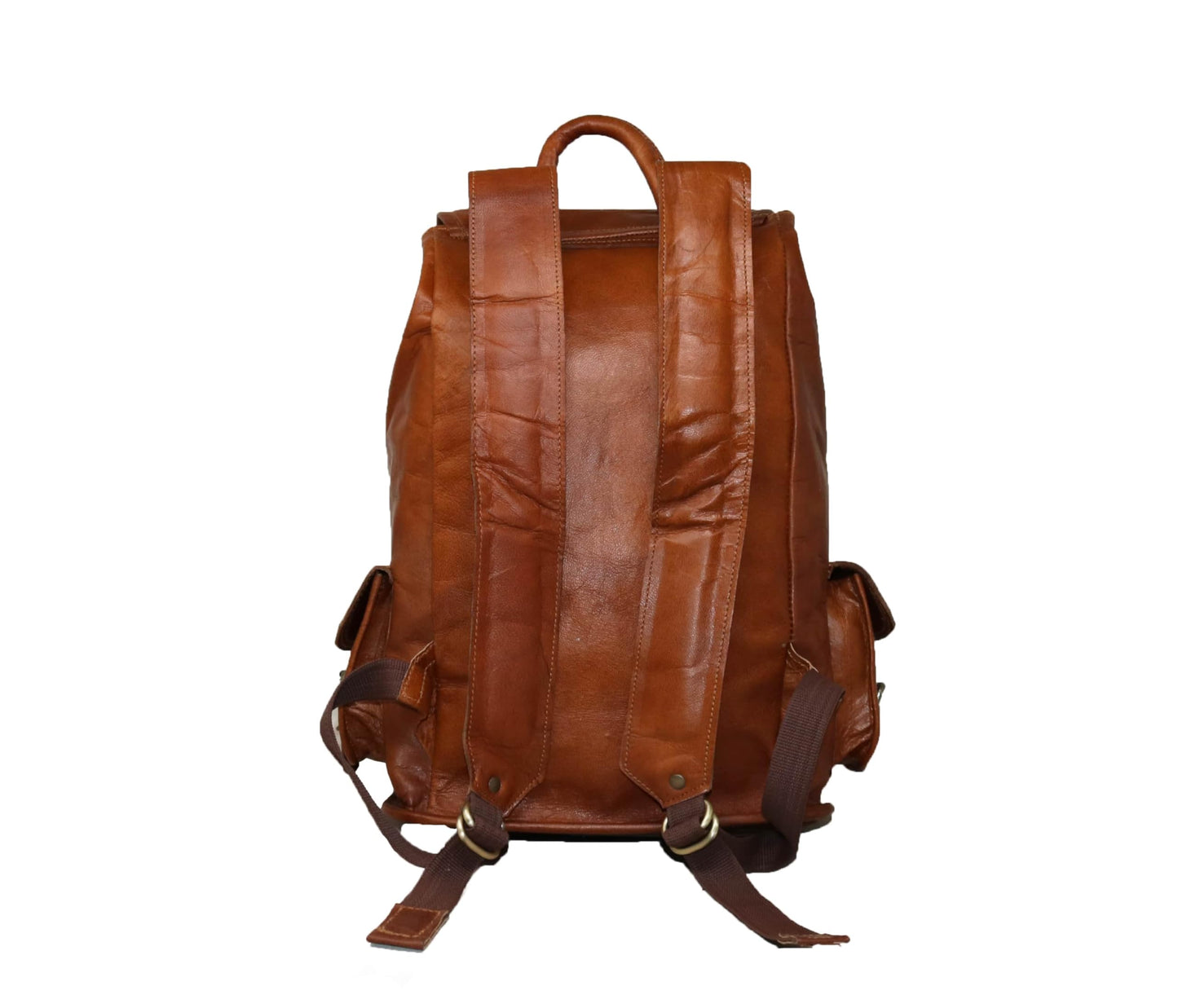 Jaald 18" Leather Laptop Backpack Vintage Rucksack Daypack College Bag School Picnic Bag Full Grain Leather